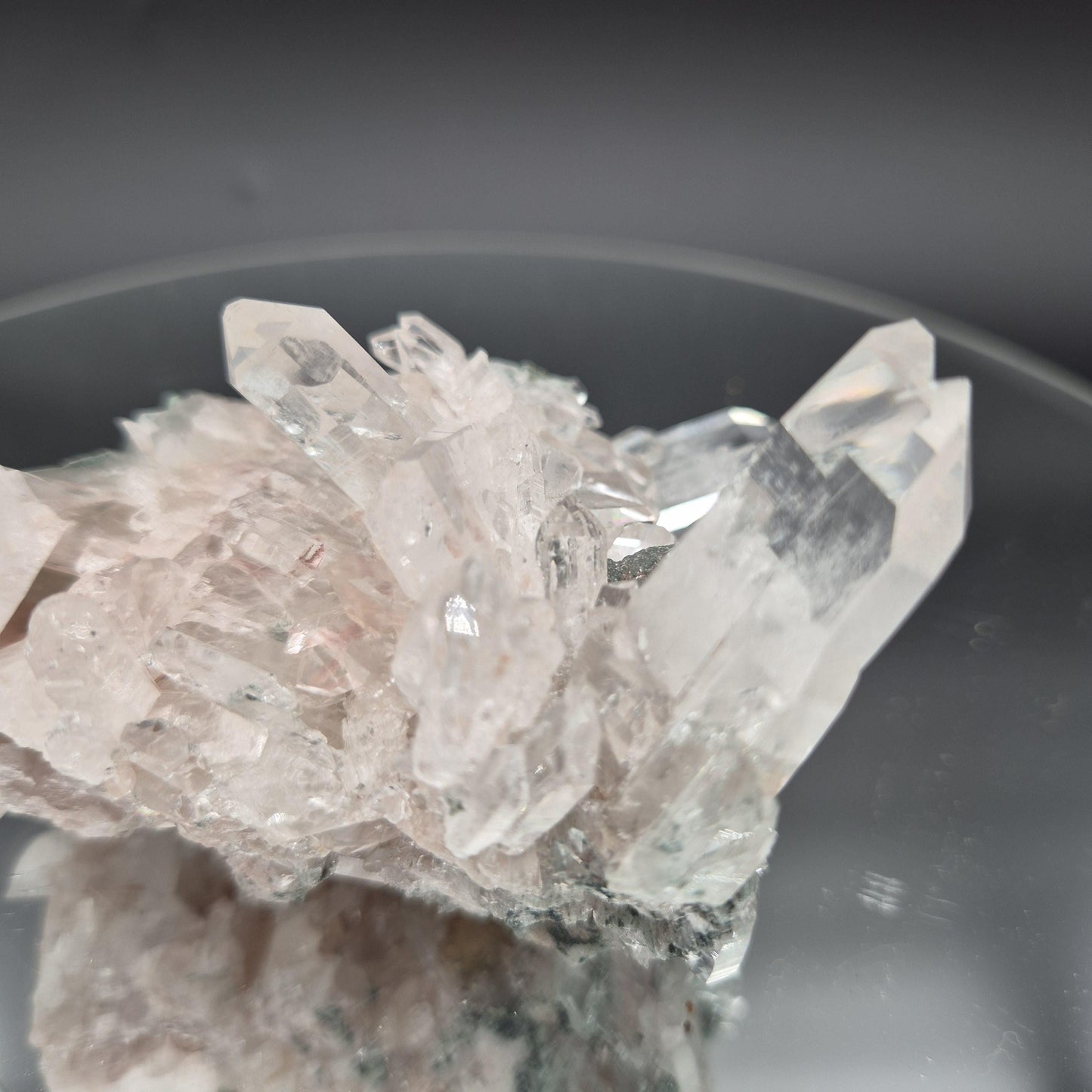Super Rare AAA+ Pink Lemurian Quartz Cluster with Clear Faden Points, Chlorite & Fuchsite | Colombia | 0.74 lbs Crystal Hoarder