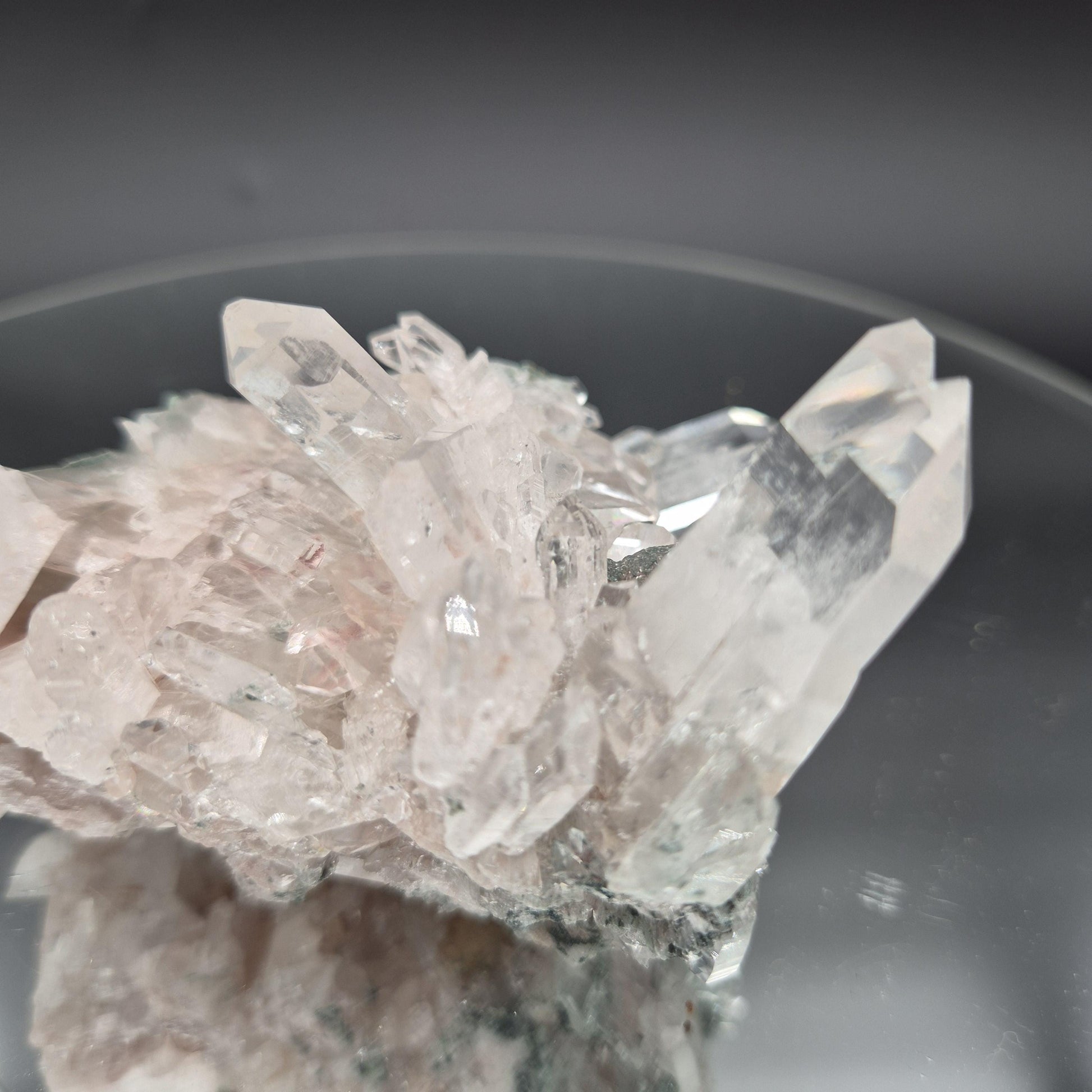 Super Rare AAA+ Pink Lemurian Quartz Cluster with Clear Faden Points, Chlorite & Fuchsite | Colombia | 0.74 lbs Crystal Hoarder