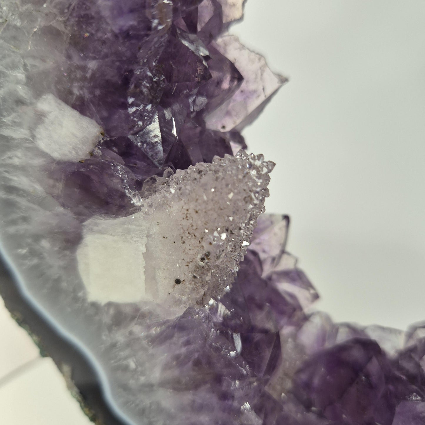 Amethyst Portal | Blue Banded Agate, Druzy Sugar Calcite Crystal Specimen Crystal Hoarder