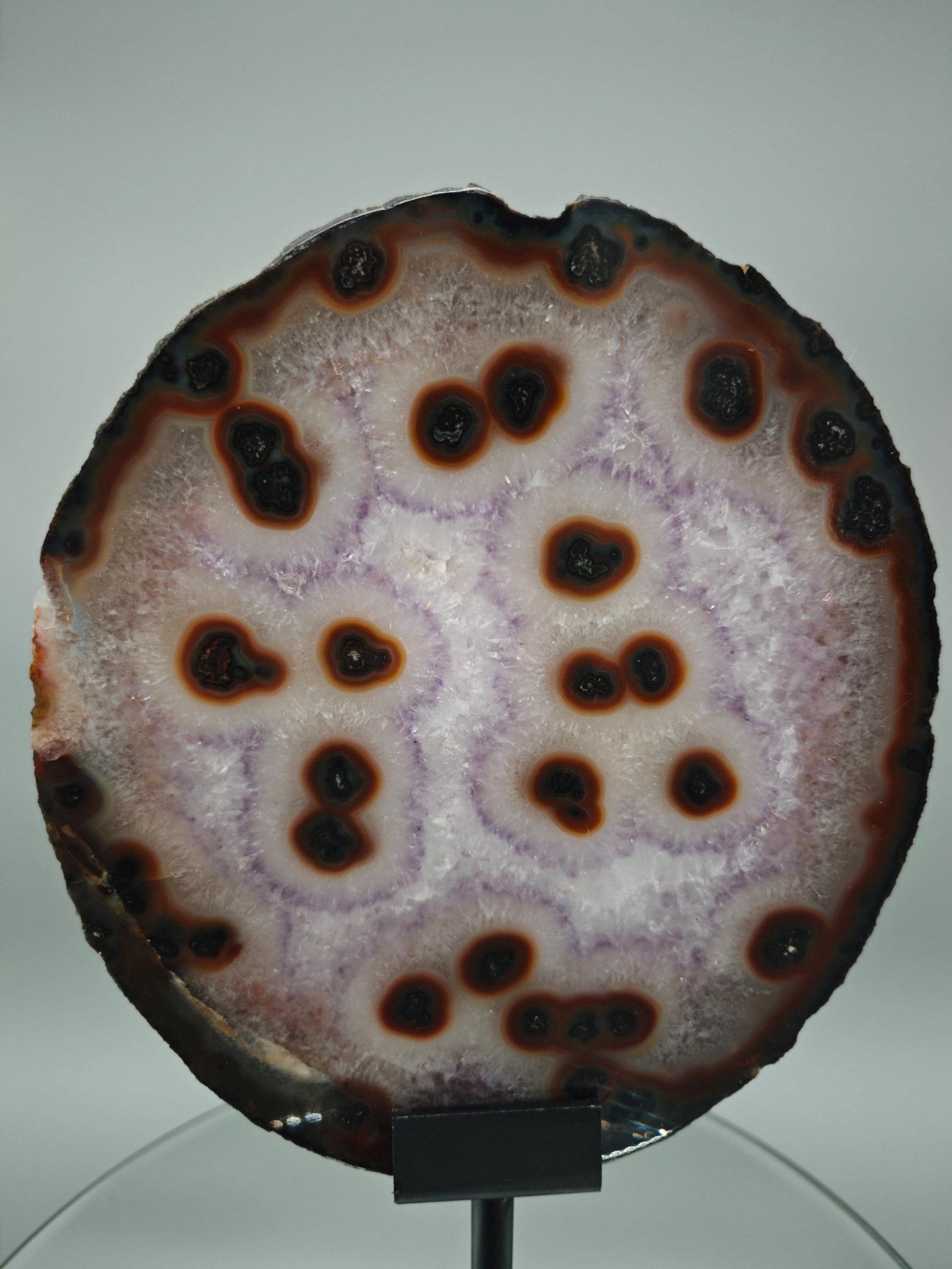 Rare Amethyst with Agate Slice & Stalactite Eyes - Backlit Brazilian Crystal Specimen - Unique Clear Formation - One of a Kind Crystal Hoarder