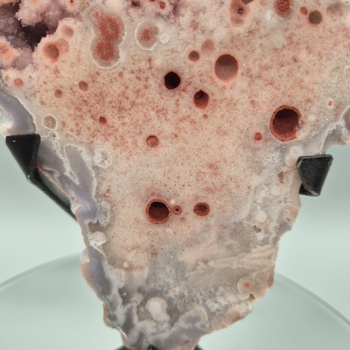 AAA+ Pink Druzy Amethyst with Deep Red Orbital & Bubble Formations | Rare Blue Agate Inclusion | Brazilian Statement Crystal Crystal Hoarder