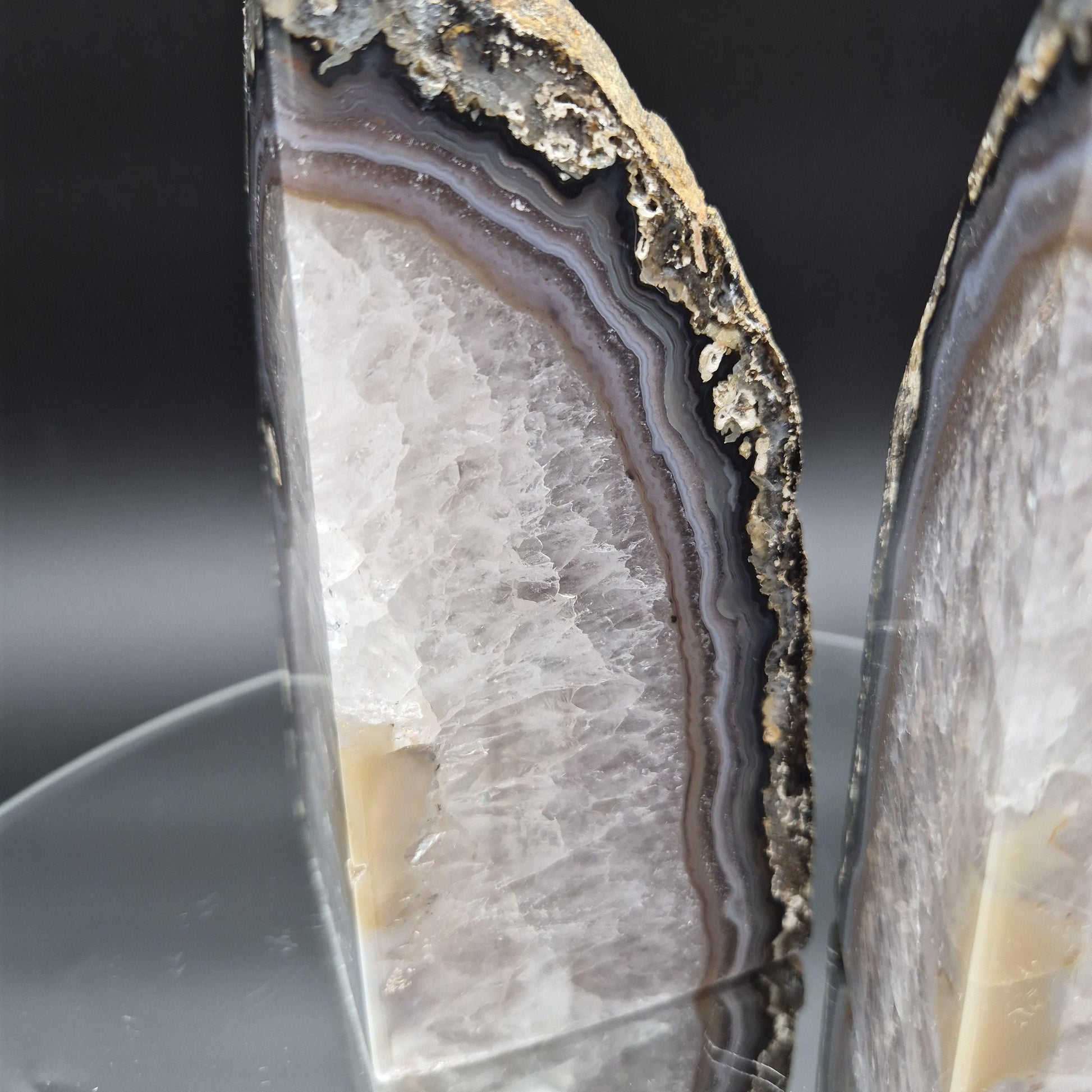 Two in One Blue Banded Agate Bookends with Stalactite Eyes from Brazil 6.46 lbs Crystal Hoarder Crystal Hoarder