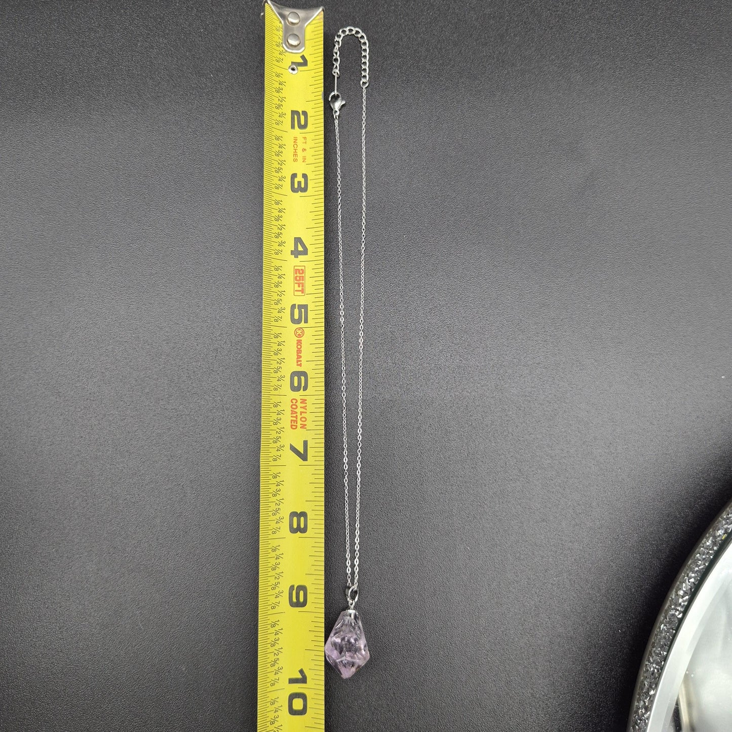 Rose de France Amethyst Necklace - Brazil Amethyst Pendant on Anti-Tarnish Stainless Steel Chain  - 9in Chain Crystal Hoarder