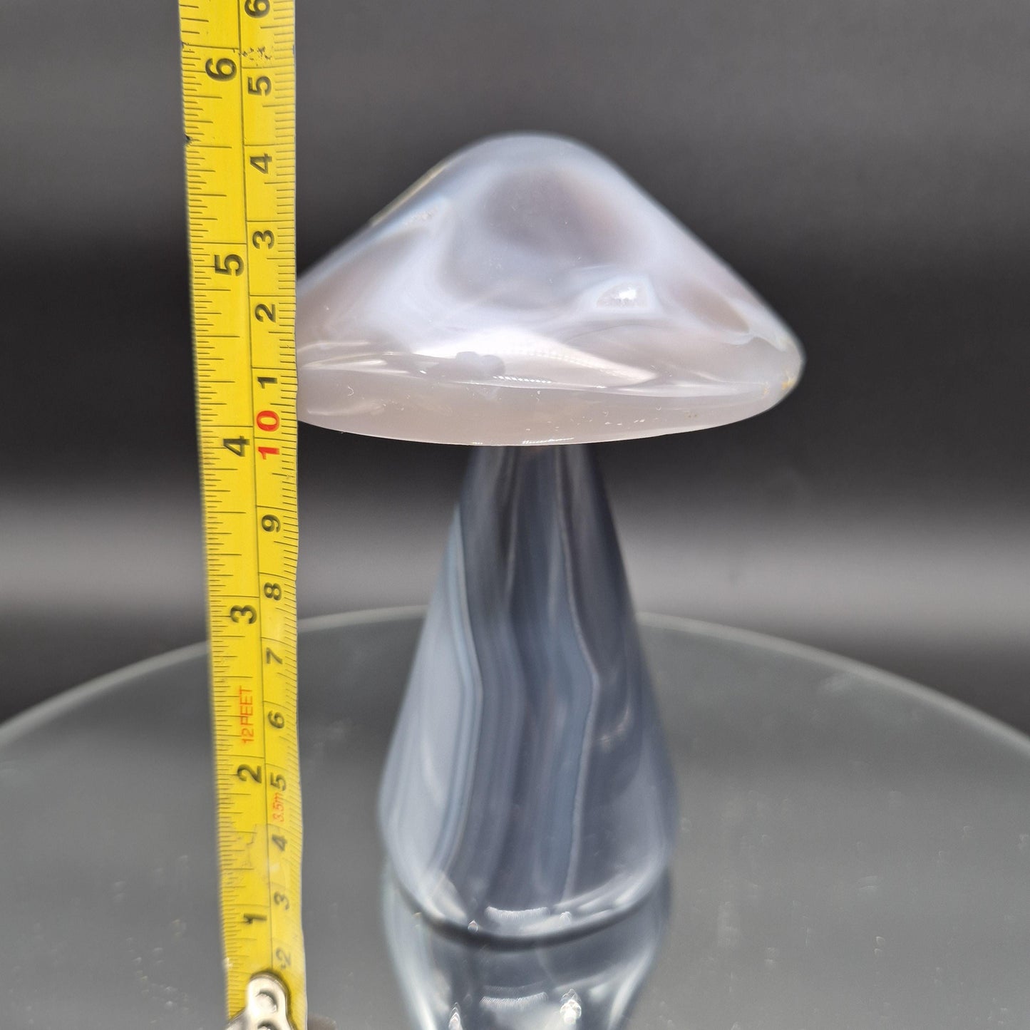 Brilliant Blue Banded Agate Mushroom Brazil 5x5x4 2.15 lbs Crystal Hoarder