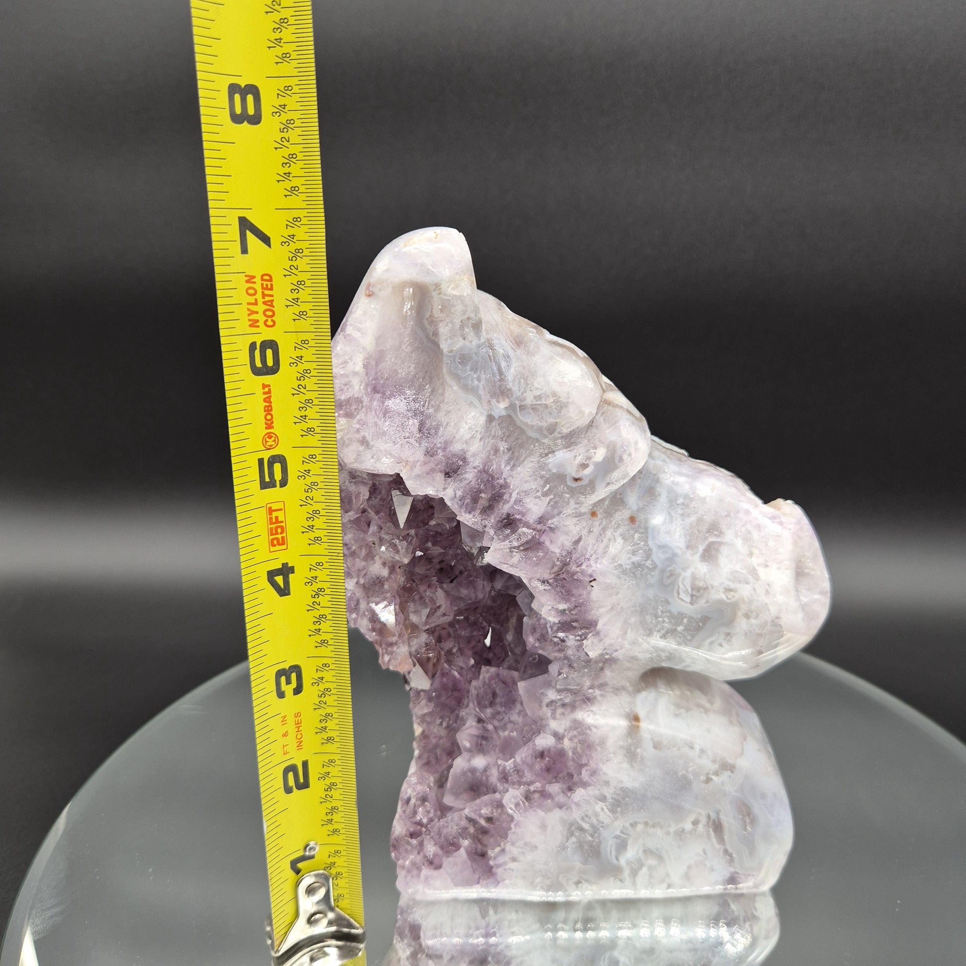 AAA+ Hand Carved Amethyst Horse - Brazilian Amethyst Sculpture - 3.77 lbs, 7 x 5in - Natural Crystal Carving Crystal Hoarder