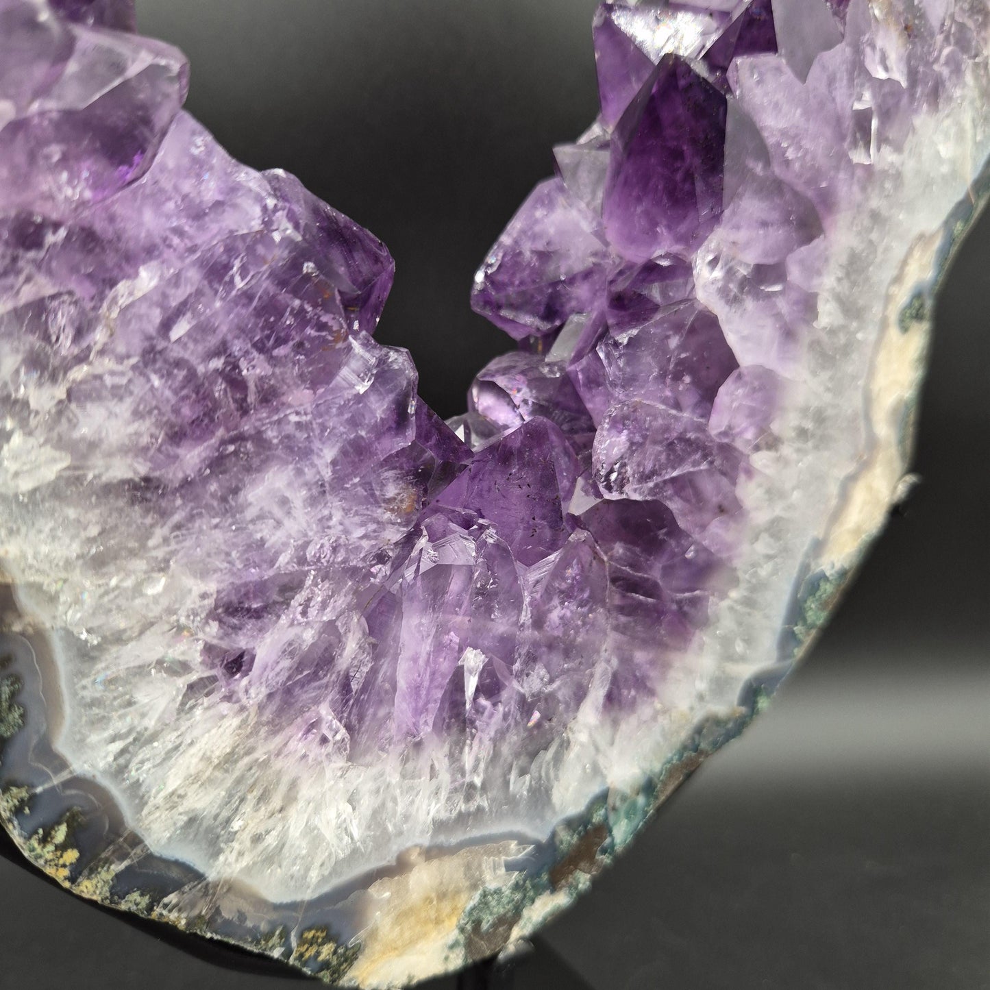 AAA+ Amethyst with UV Reactive Calcite Portal on Stand Brazil 13.17 lbs 17x12x1.5 Statement Crystal Display Crystal Hoarder