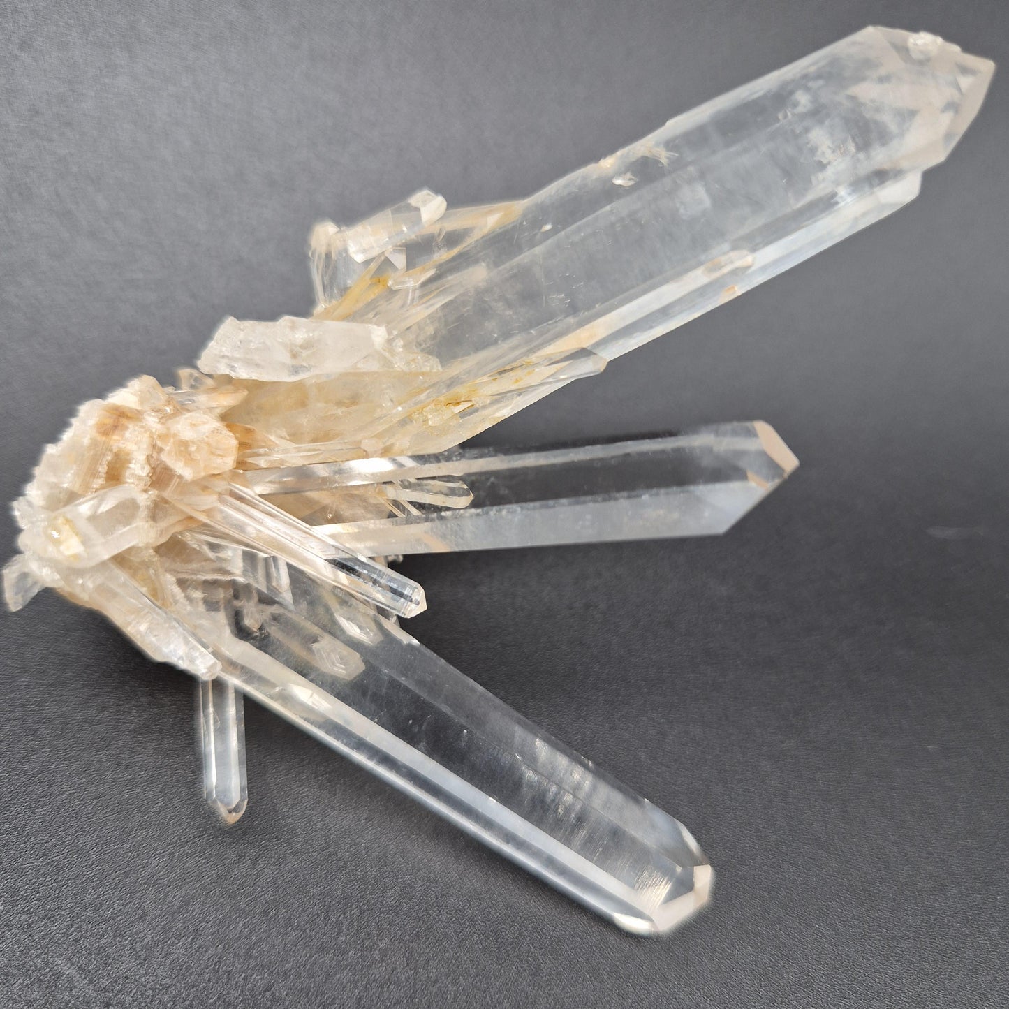 Rare AAA+ DNA Blue Smoke Golden Healer Needle Lemurian Quartz Cluster | Fully Crystallized | Colombia | 2.08 oz Crystal Hoarder