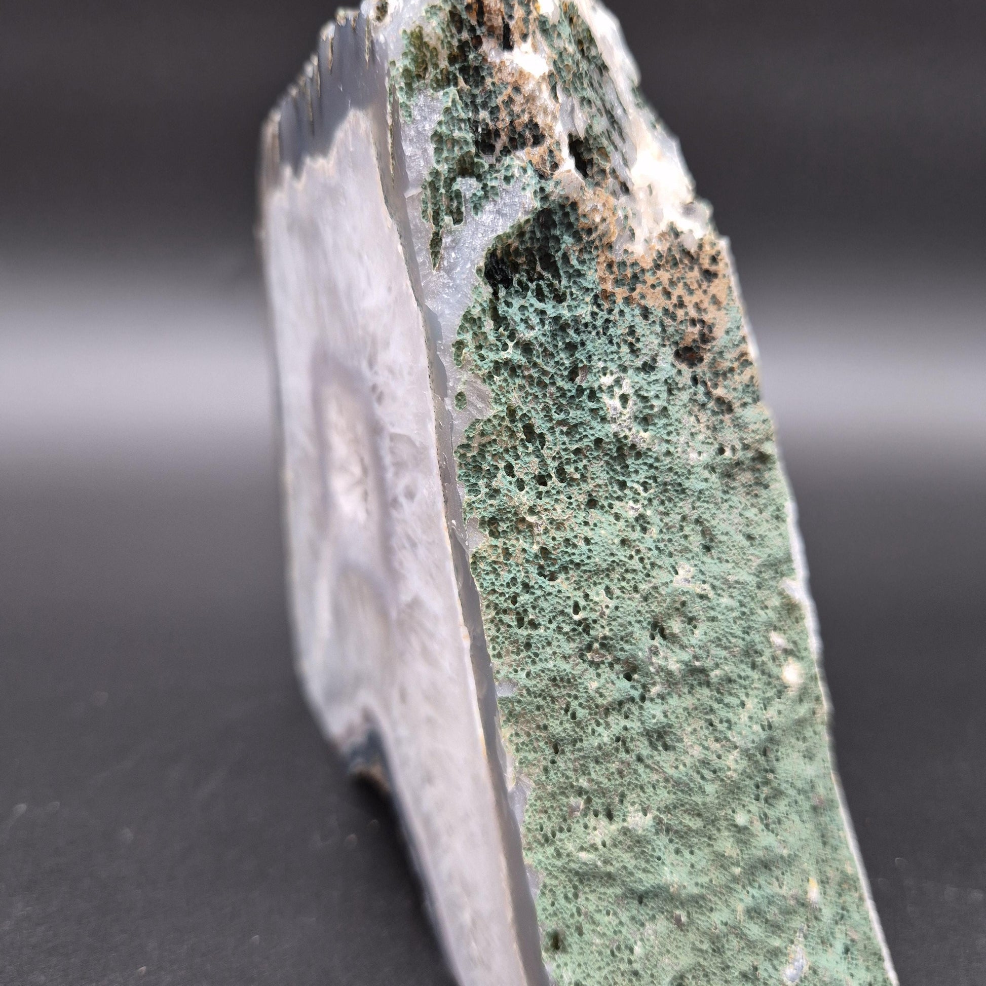 5.06 lb Druzy Amethyst with Blue Agate Cut Base – 6"x6"x2.5" – Brazil Crystal Hoarder