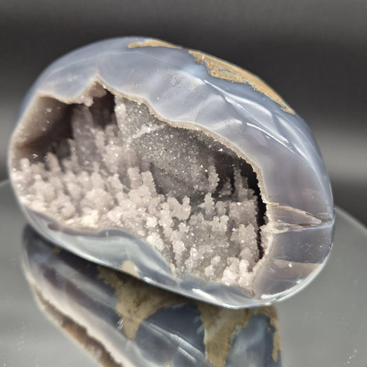 AAA+ Statement Amethyst Druzy Quartz Stalactite Formation in Blue Agate - Fully Polished Backlit Display, Uruguay 6.64 lbs, 9 x 4.5in Crystal Hoarder