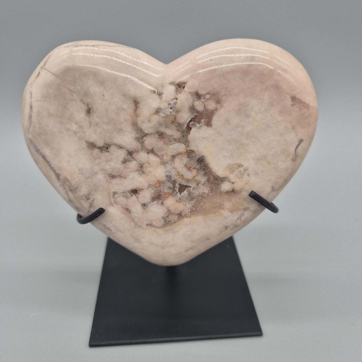 Rare Pink Amethyst Heart with Quartz Center on Stand | Backlit Crystal Display | Brazilian Pink Amethyst | Collector Specimen 1.16 lbs Crystal Hoarder