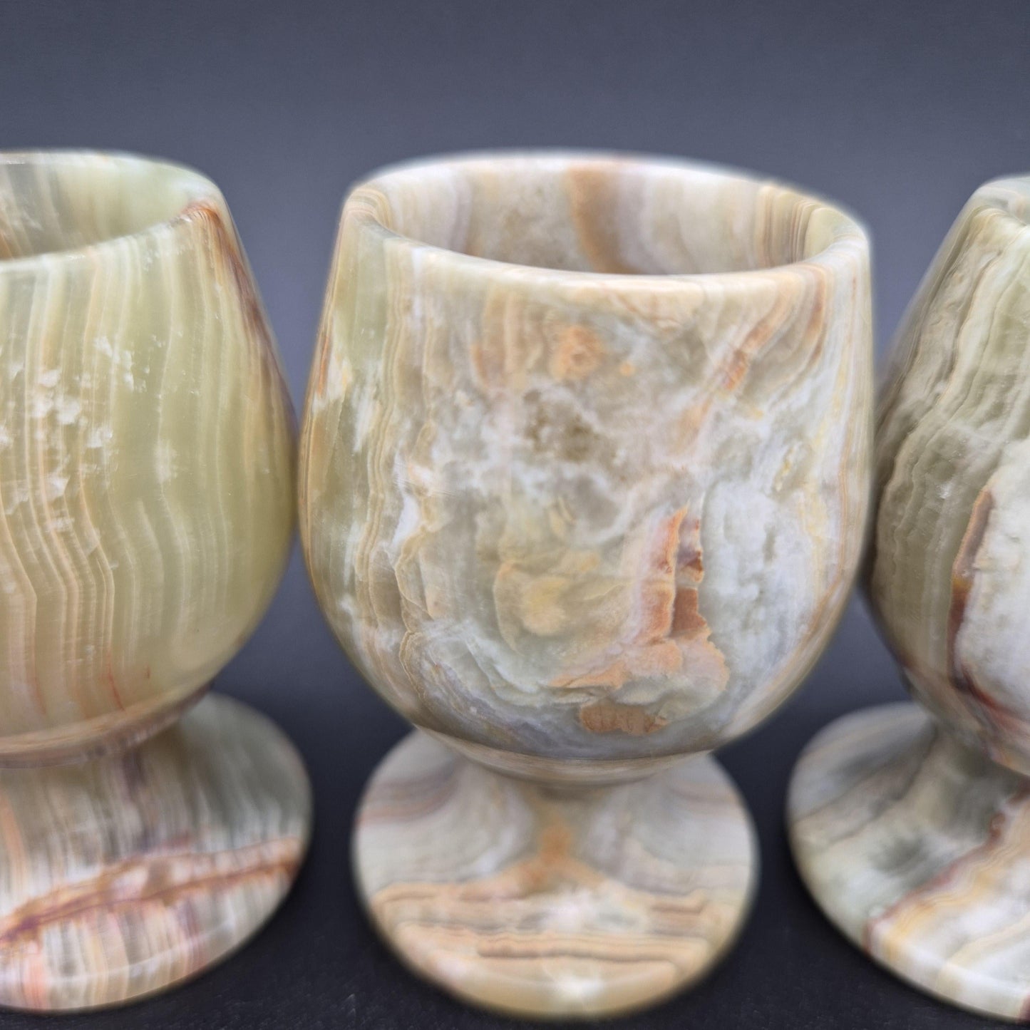 Set of 6 Green Onyx Sherry Glasses | 3 inch tall  | Hand Carved Natural Stone Drinkware Crystal Hoarder