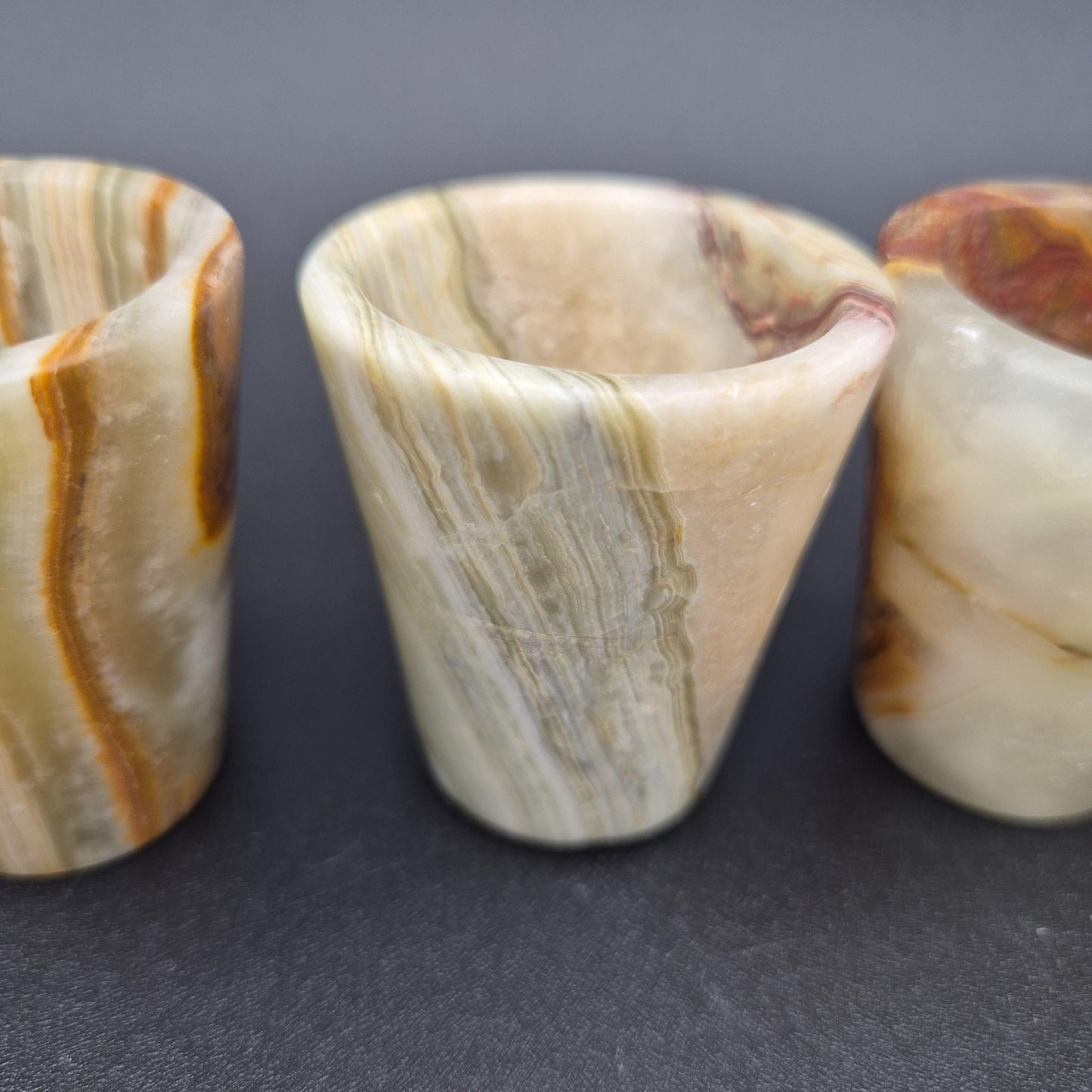 Set of 6 Green Onyx Shot Glasses | Natural Stone Drinkware | Hand Carved Crystal Cups | 2.25 inch