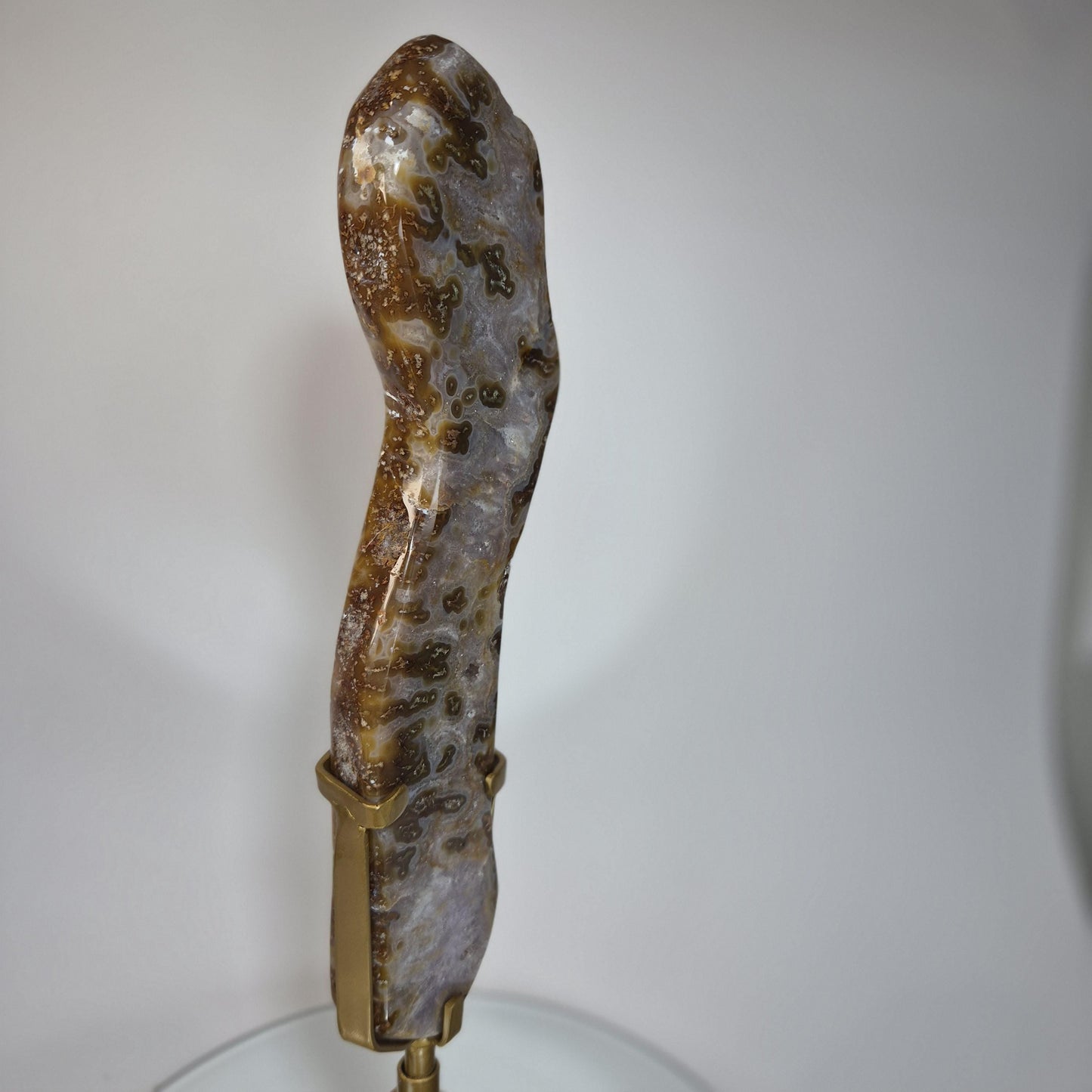 Super Rare Agate Slab with Druzy on Stand - 16.5in Tall Statement Crystal, Natural Mineral Display, 3.825 lb Collector Specimen Crystal Hoarder