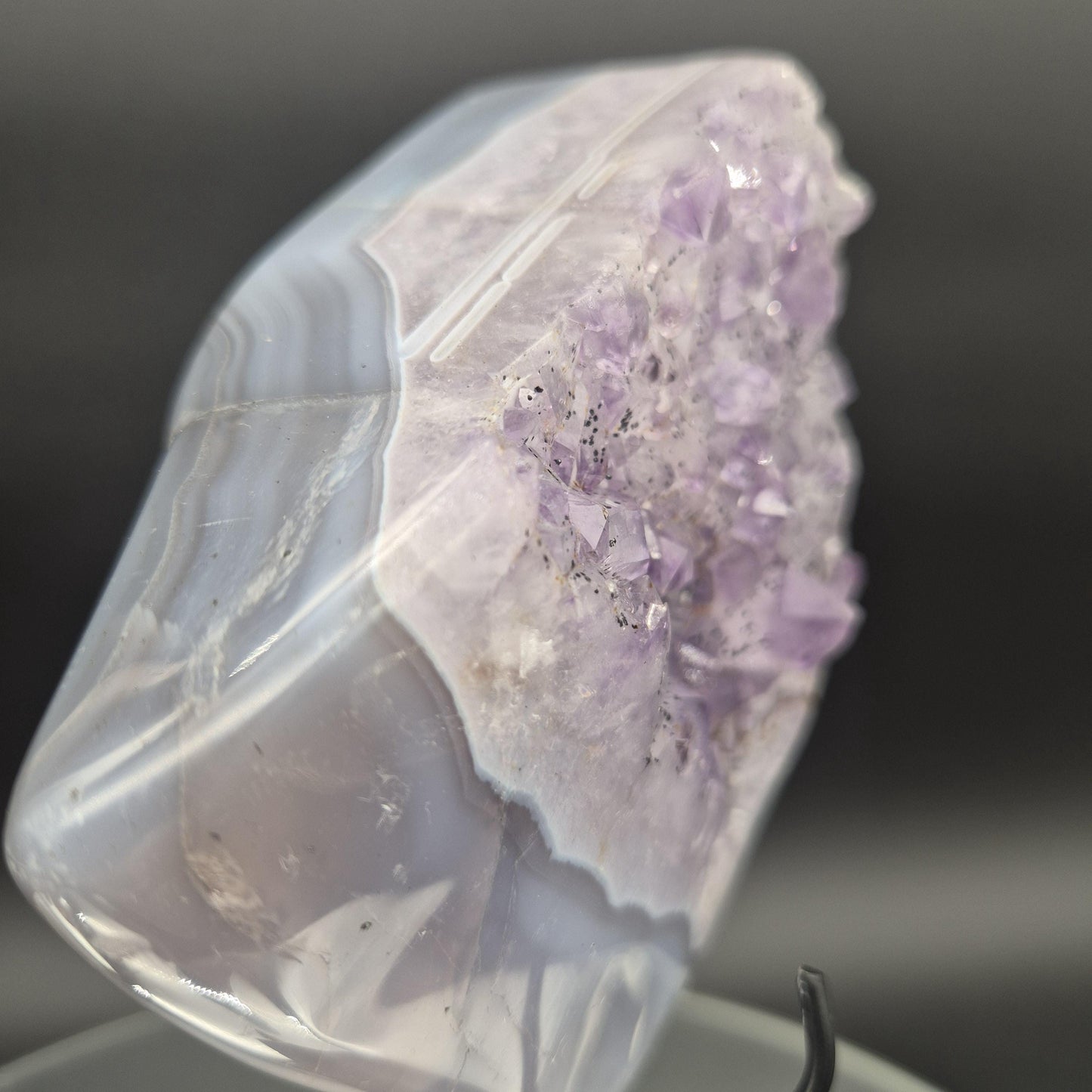Amethyst with Blue Banded Agate on Stand 5x5x2 2.21 lbs Brazil Crystal Hoarder