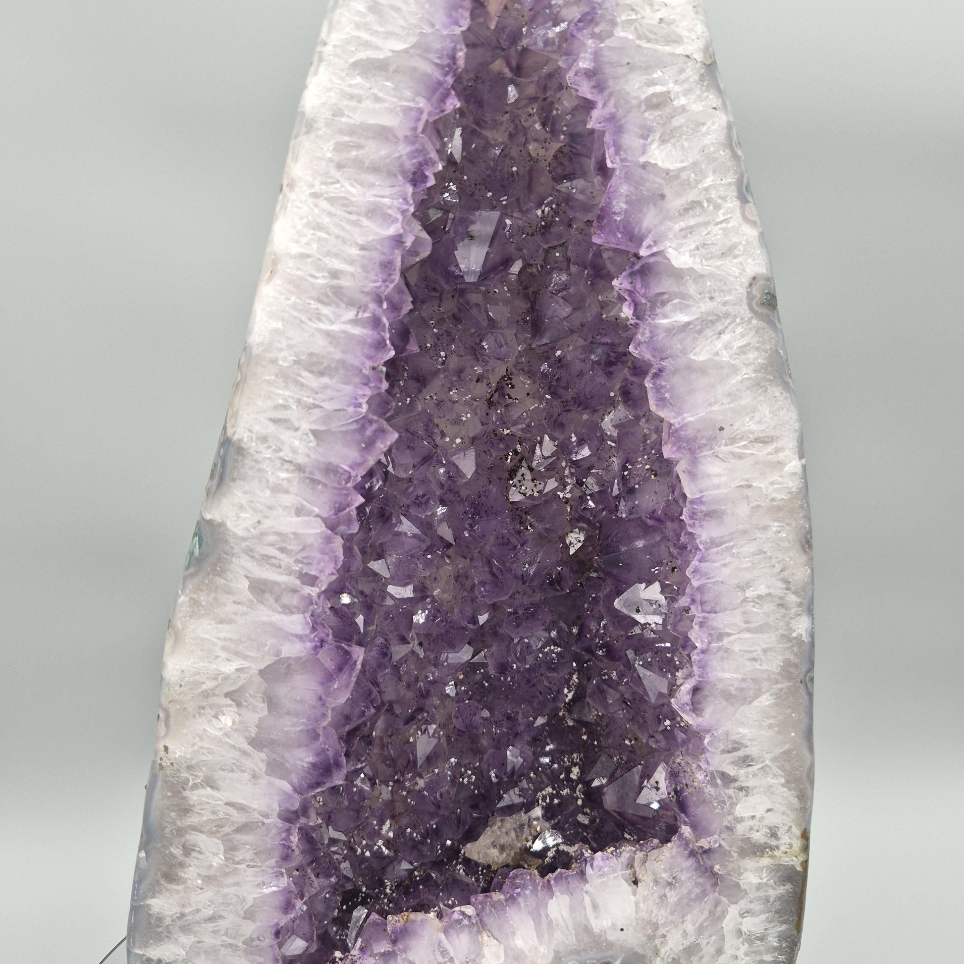 Fully Polished Dark Amethyst Cathedral with Calcite - Brazil | 21.95 lbs | 15.5in Tall Crystal Hoarder