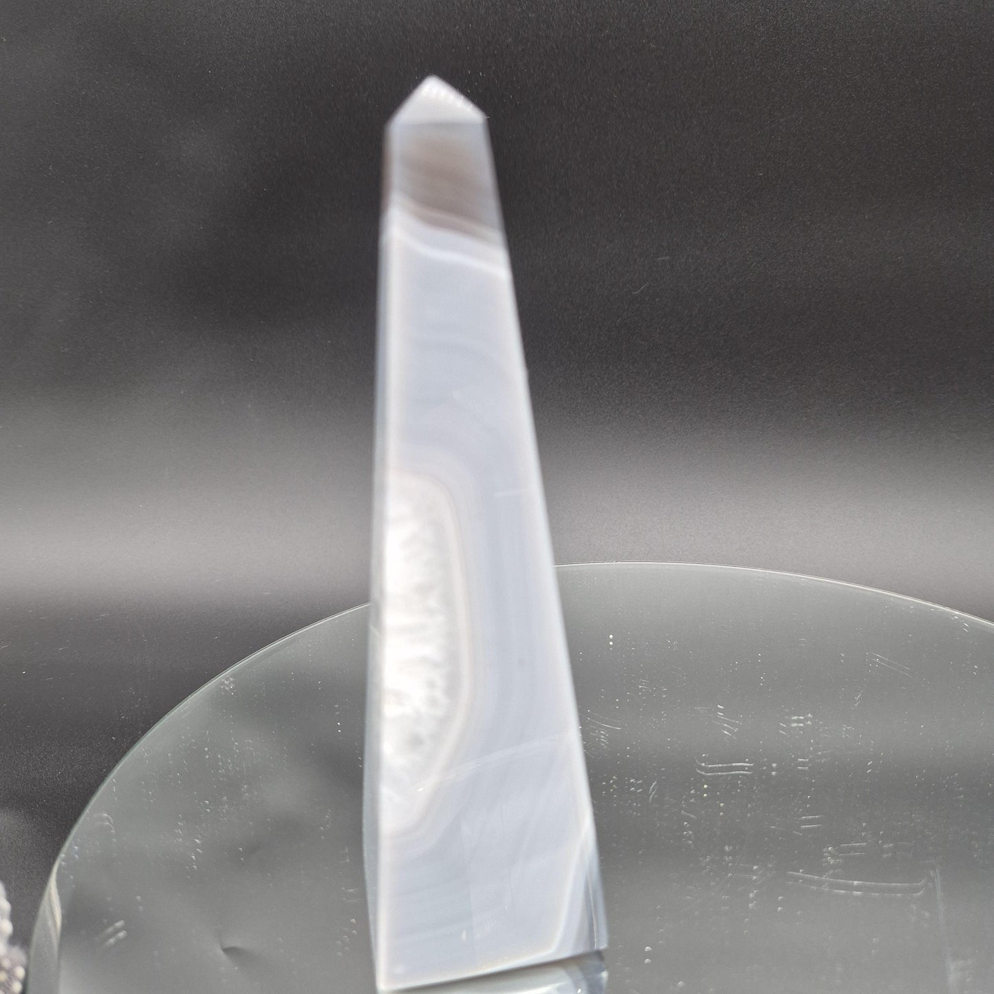 AAA+ Blue Banded Agate Quartz Obelisk Tower | Brazilian Crystal Point | 6.5 Inch Tower | 0.86 lbs Crystal Hoarder