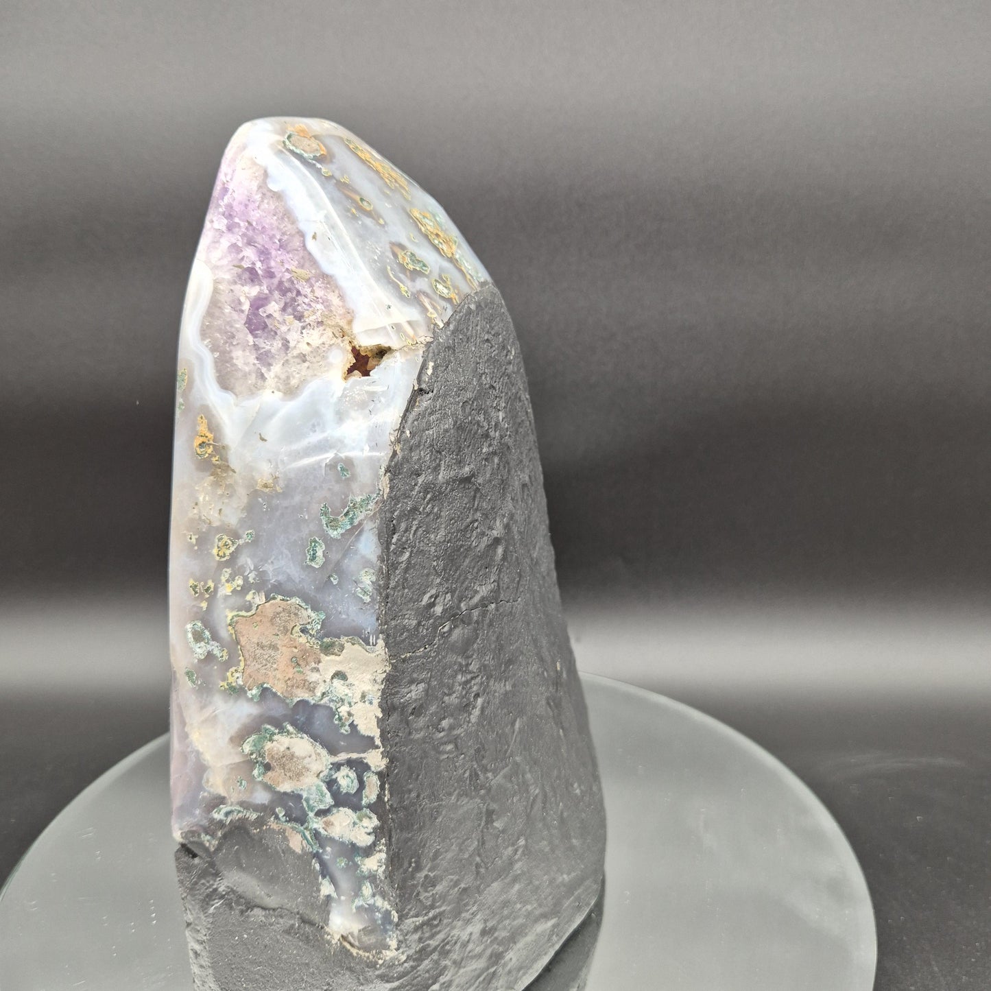 AAA+ Polished Amethyst Cathedral UV Reactive Calcite Dark Purple Blue Banded Agate 10x7x4 13 lbs Crystal Hoarder