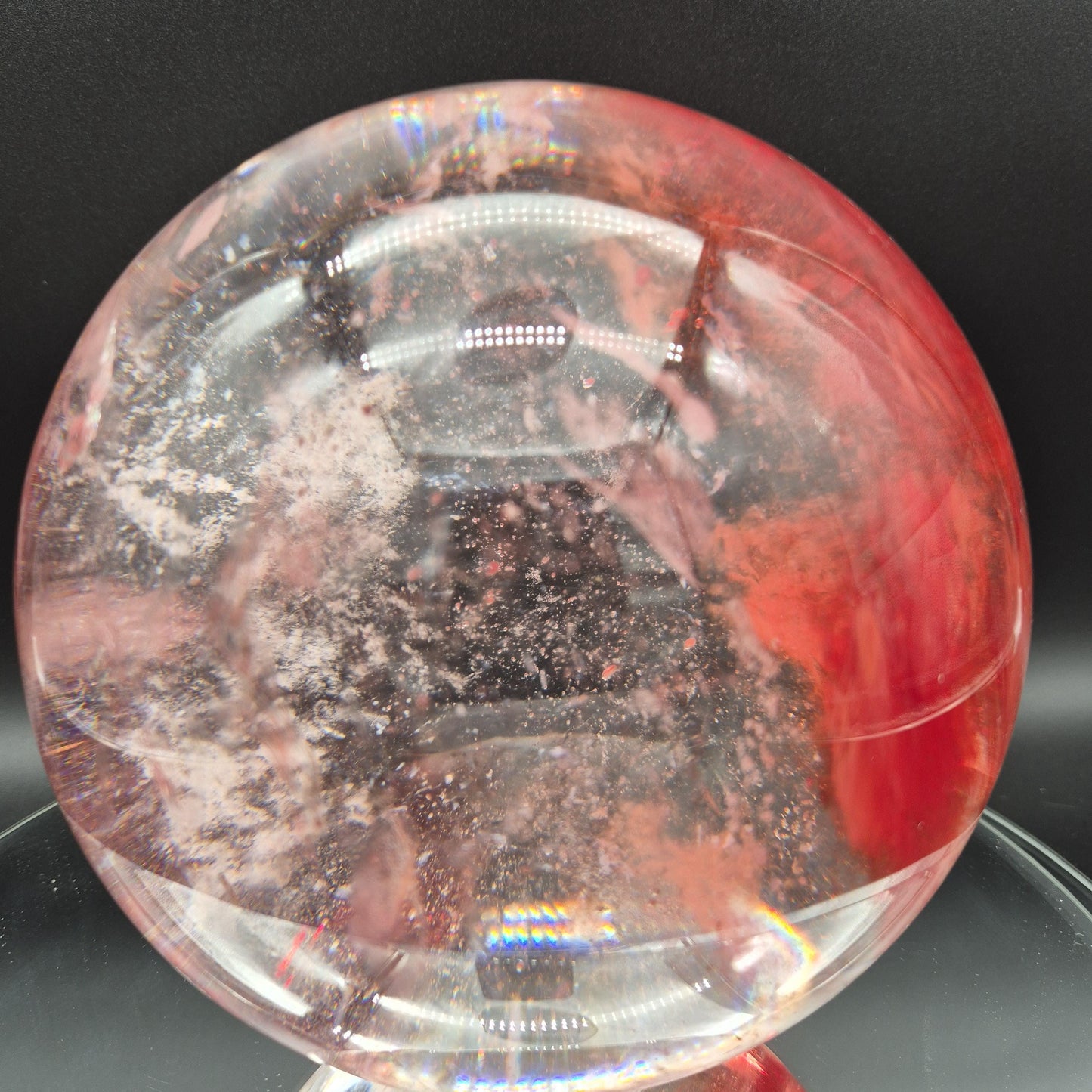 12.65 lbs - 6.5in (165mm) Huge AAA+ Red Smelt Quartz Sphere  Crystal Ball - Deep Red Glass Sphere - Optional LED Light Base Crystal Hoarder
