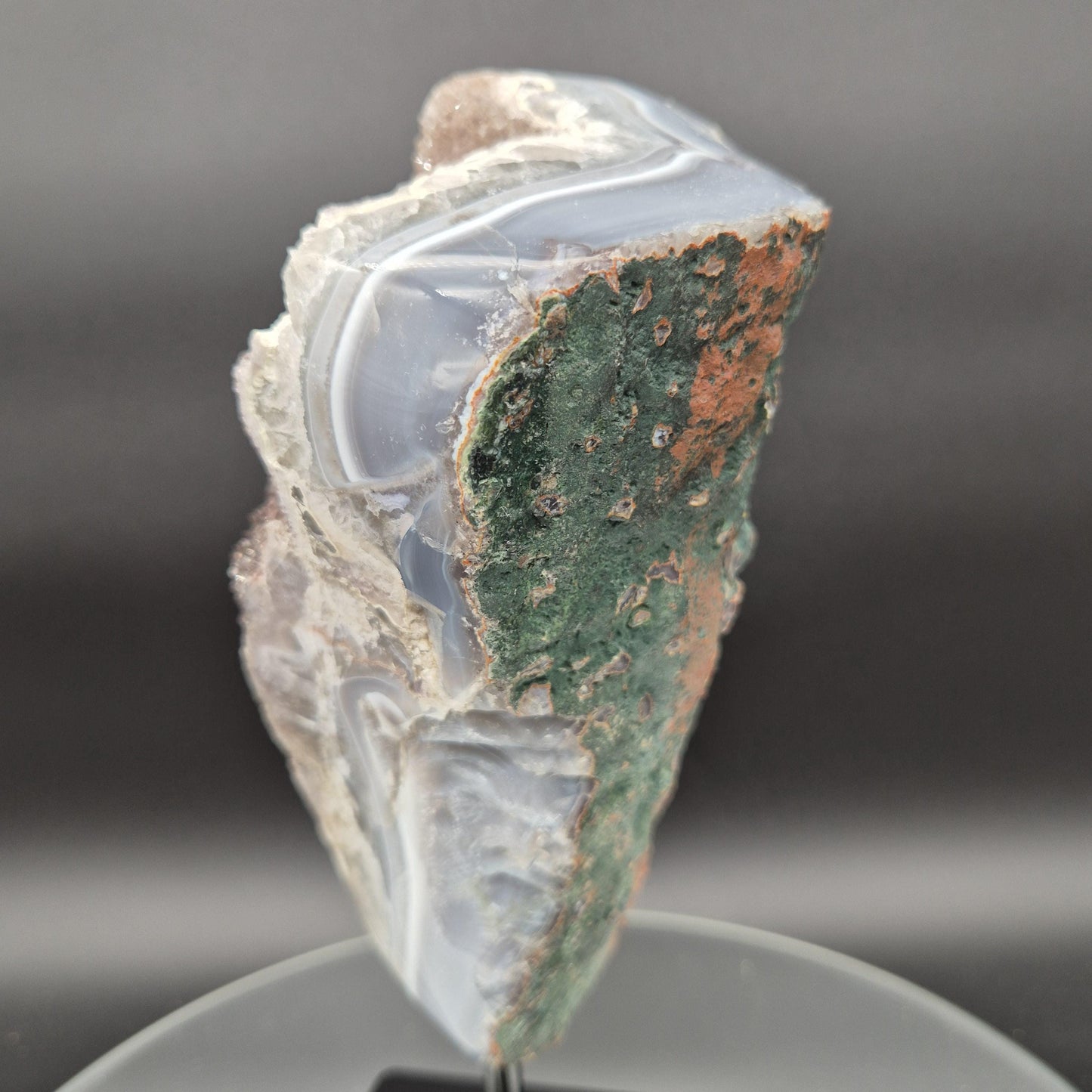 Druzy Amethyst with Hematite Blue Banded Agate on Stand Brazil 5.42 lbs 10x5x4 Crystal Display Crystal Hoarder