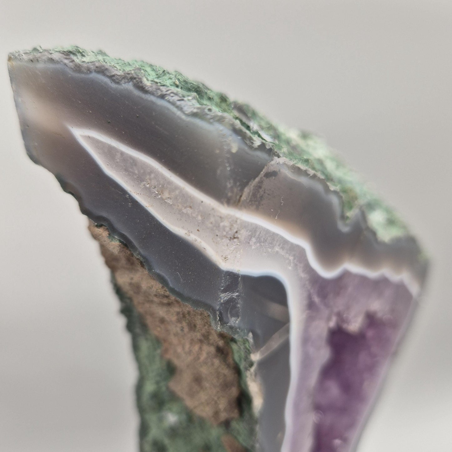 AAA+ Amethyst Portal with Blue Banded Agate | Brazil Amethyst Geode | Natural Crystal Portal Specimen | Collector Display Crystal Hoarder