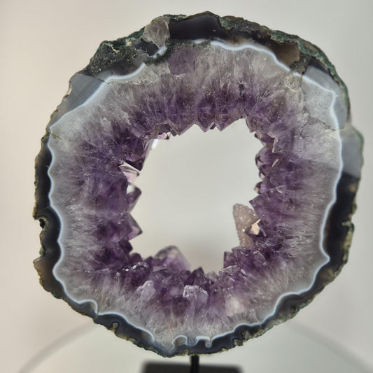 Amethyst Portal | Blue Banded Agate, Druzy Sugar Calcite Crystal Specimen Crystal Hoarder