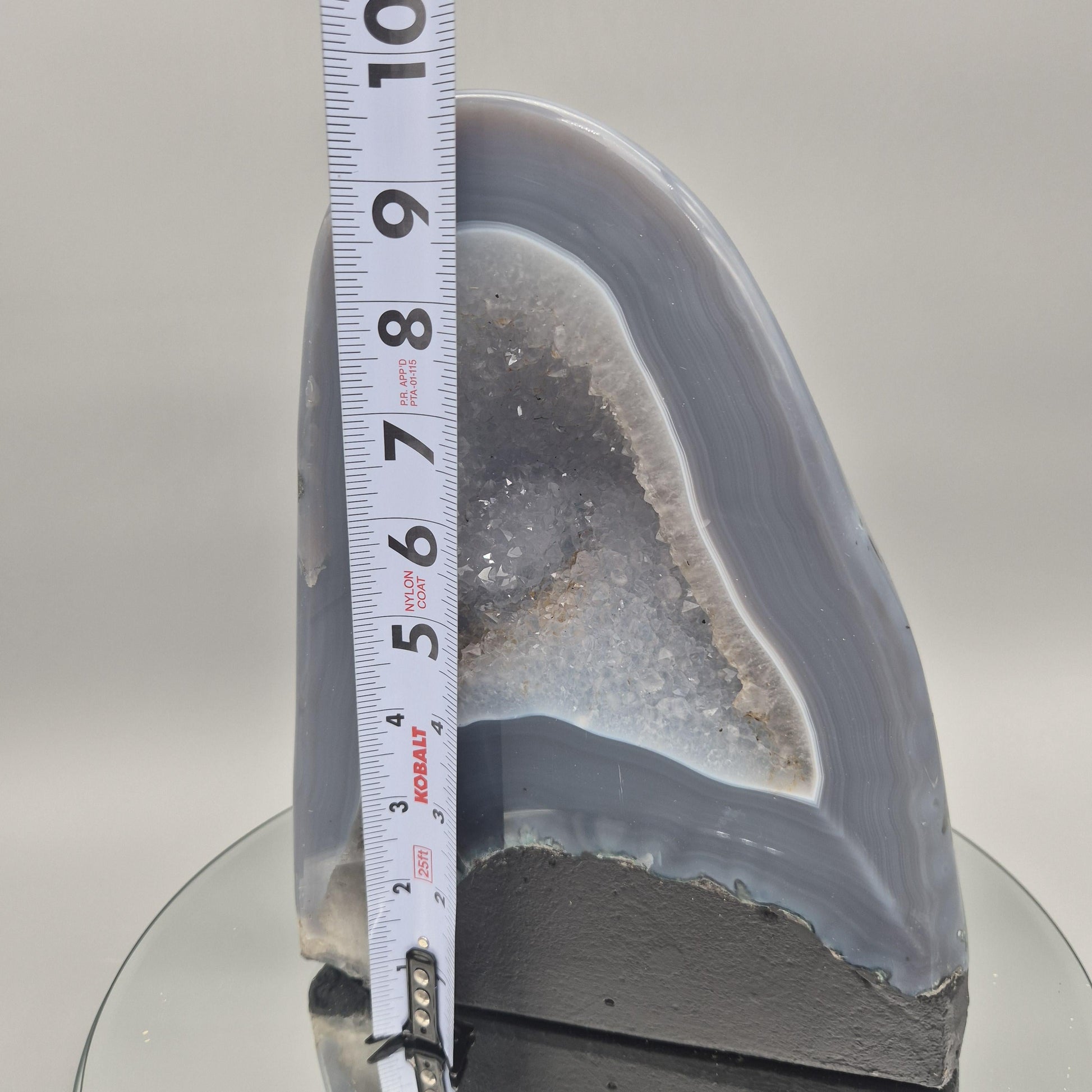 Fully Polished Blue Banded Agate with Druzy - Brazil | 12.81 lbs | 9.5in Statement Crystal Crystal Hoarder