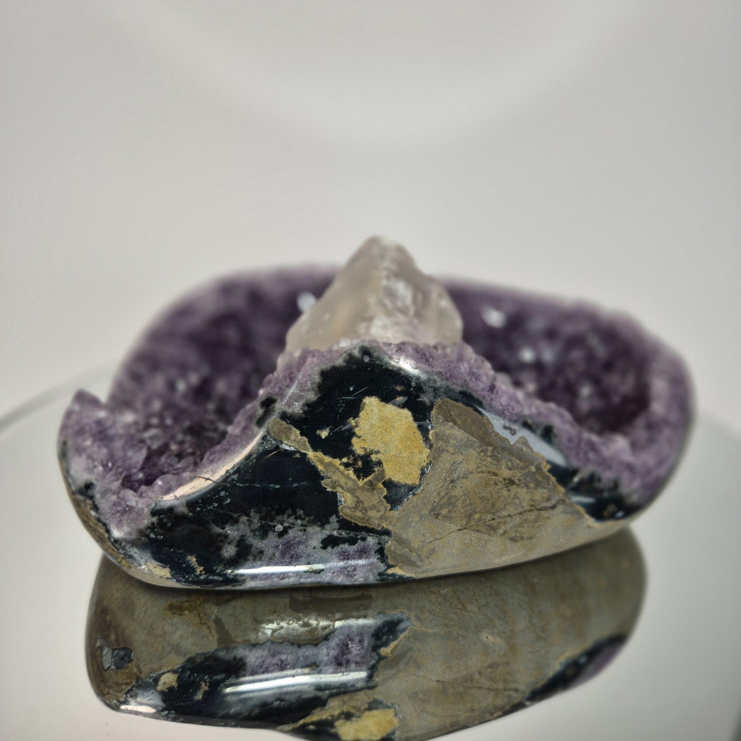 Super Rare Amethyst Boat formation with Calcite Bridge - 3.535 lbs One of a Kind Statement Crystal Specimen Crystal Hoarder
