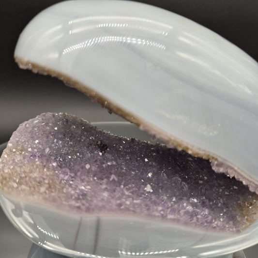 Super Rare One of a Kind Galaxy Amethyst with Hematite Baby Blue Agate 6x4x3 5.05 lbs Brazil Crystal Hoarder