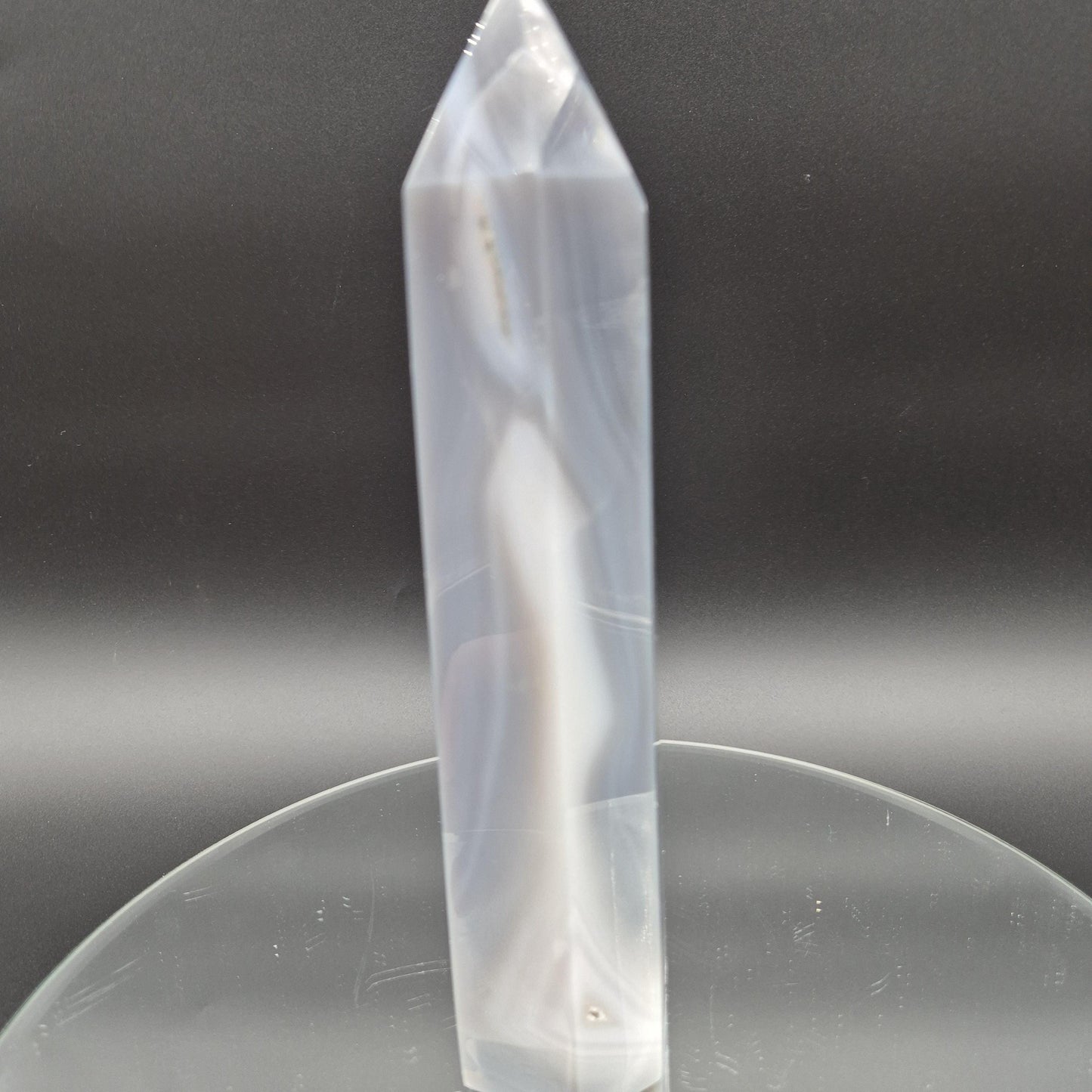 AAA+ Blue Banded Agate Druzy Tower – Brazil – 2.74 lb Polished Crystal Point Crystal Hoarder