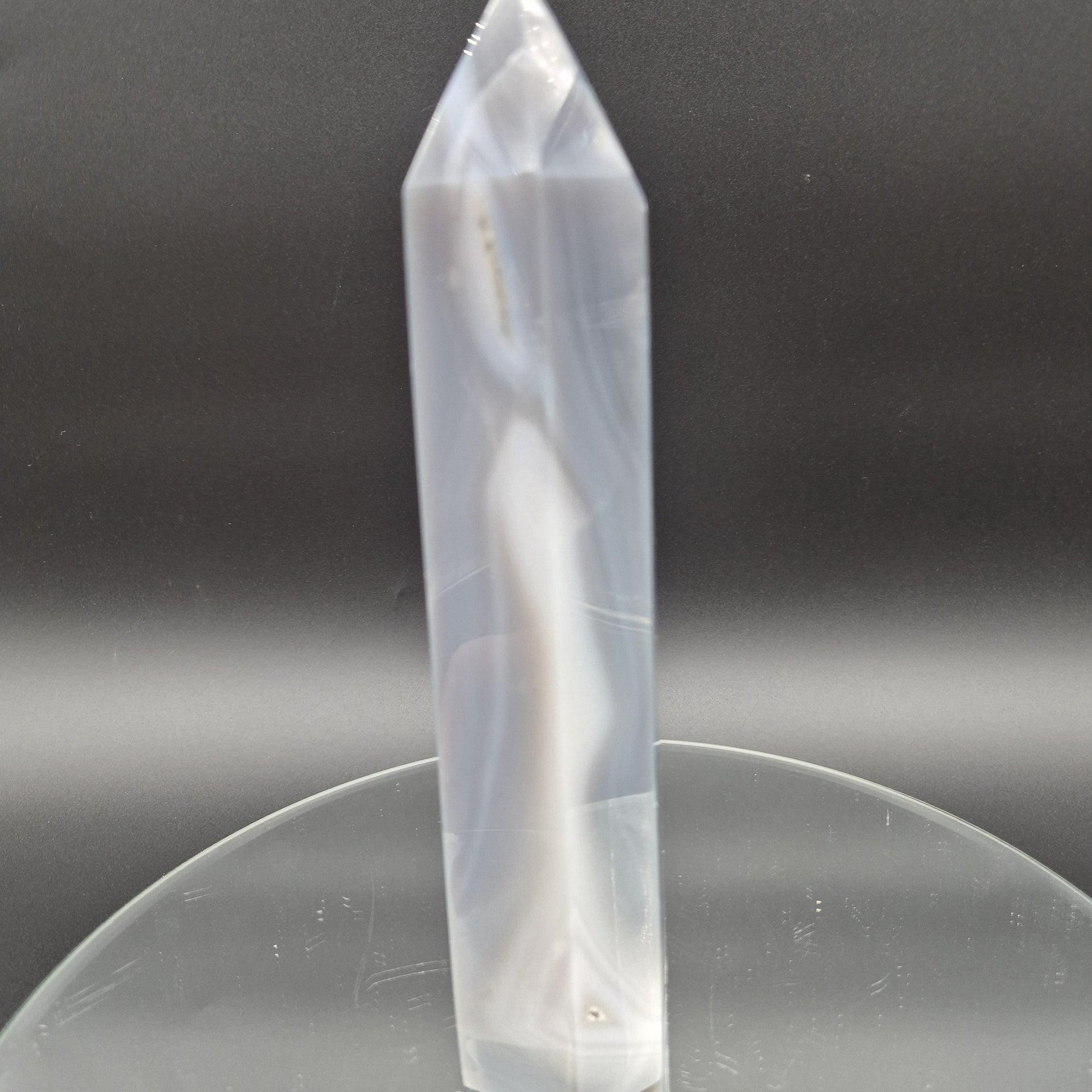 AAA+ Blue Banded Agate Druzy Tower – Brazil – 2.74 lb Polished Crystal Point Crystal Hoarder