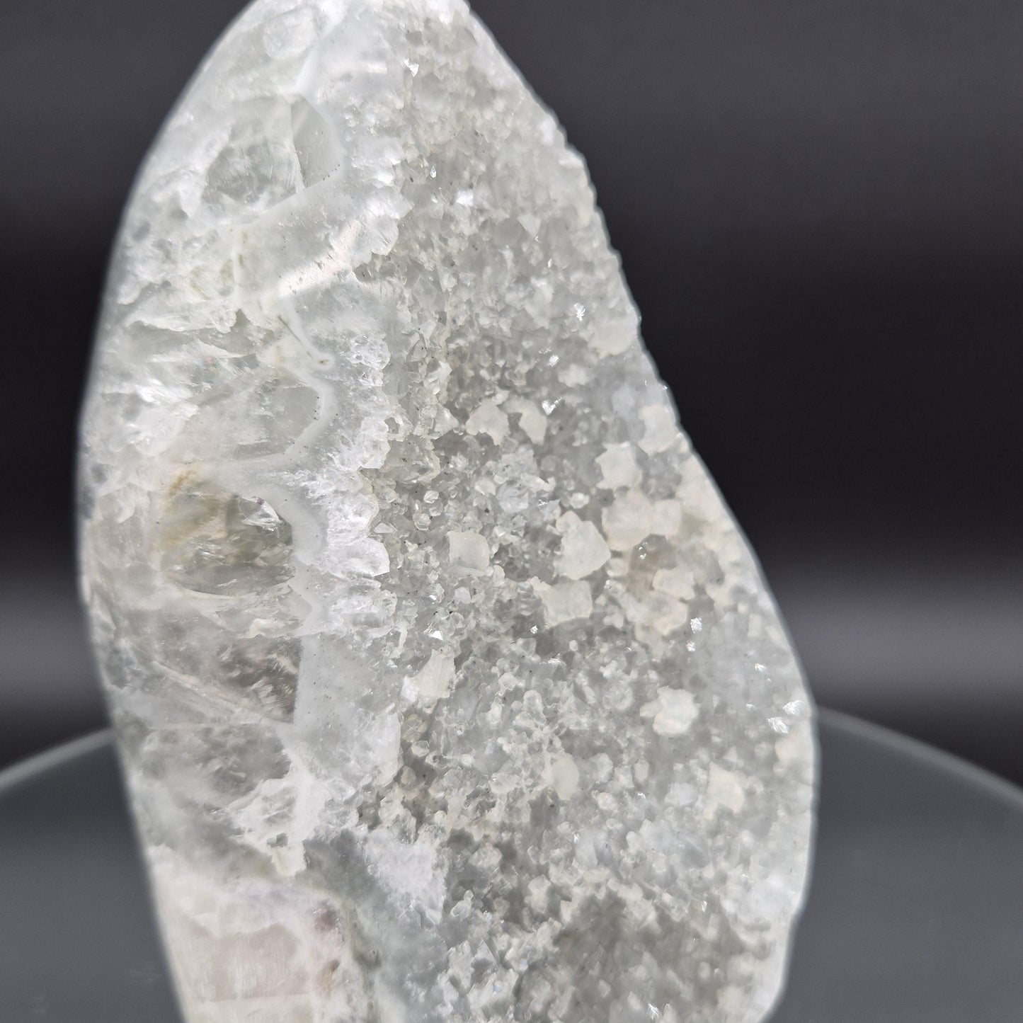 Green Amethyst Druzy with Calcite Cut Base 4.34 lbs 7x4x4 Uruguay Crystal Hoarder