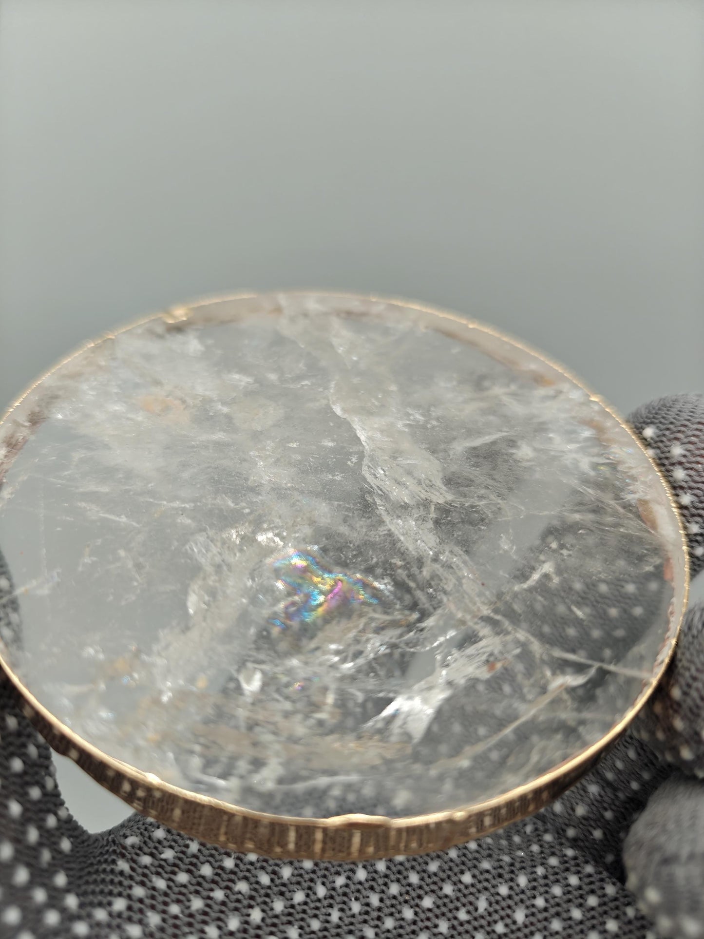 Water Clear Quartz Coasters with Natural Rainbows | Set of 4 | 5.1-5.6 oz Each | Crystal Home Décor Crystal Hoarder
