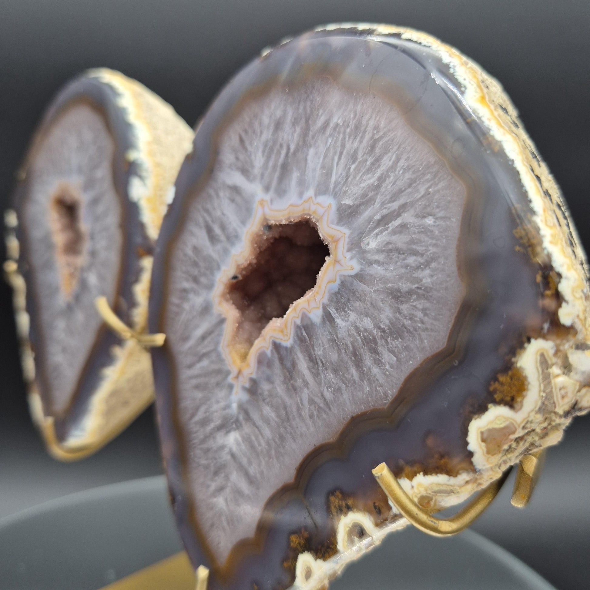 Druzy Agate Geode Butterfly Wings | Natural Brazilian Crystal Pair | 5.26 lb Statement Display Crystal Hoarder