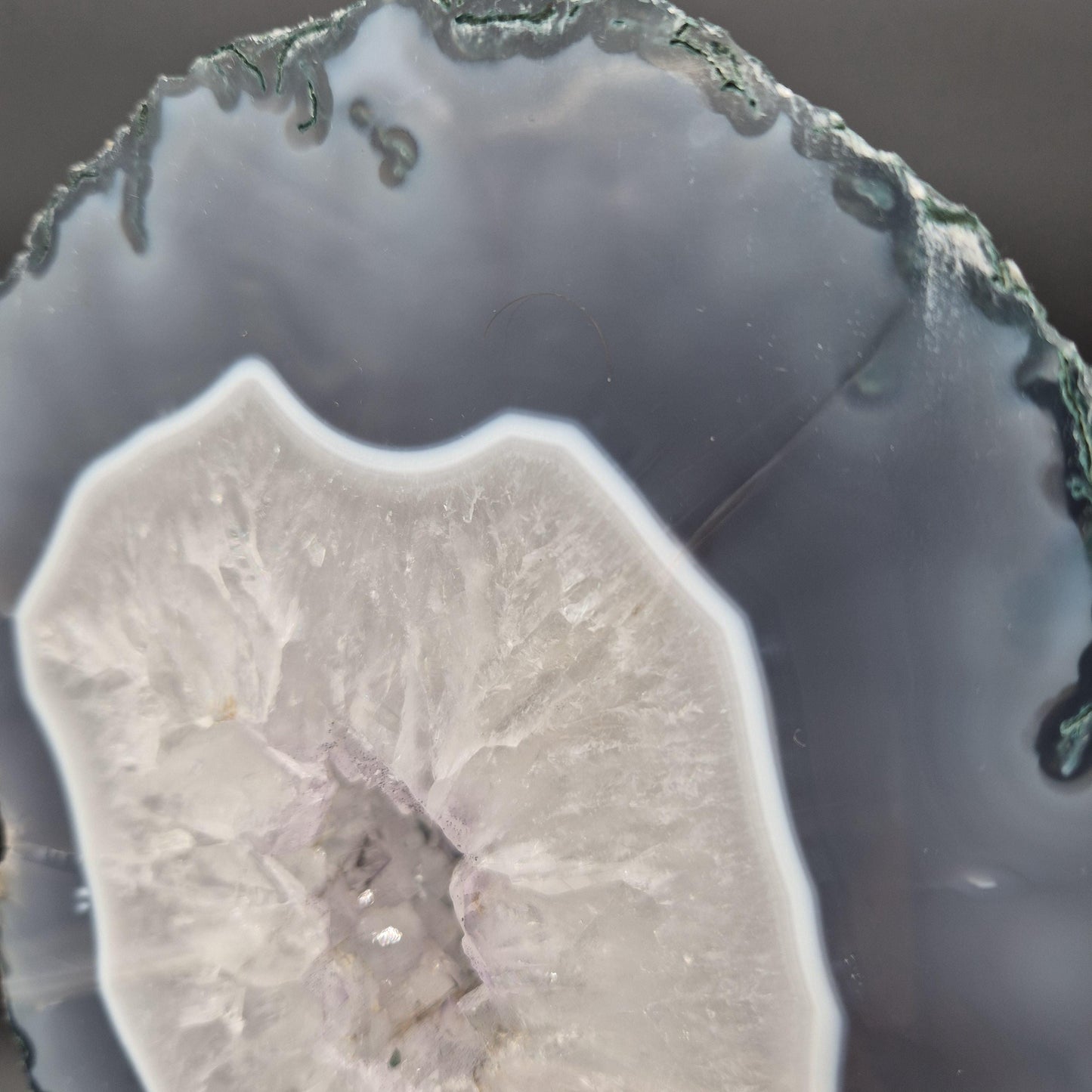 Amethyst with Blue Banded Agate Portal Brazil 4.9 lbs 11x6x1.25 Druzy Crystal Display Crystal Hoarder