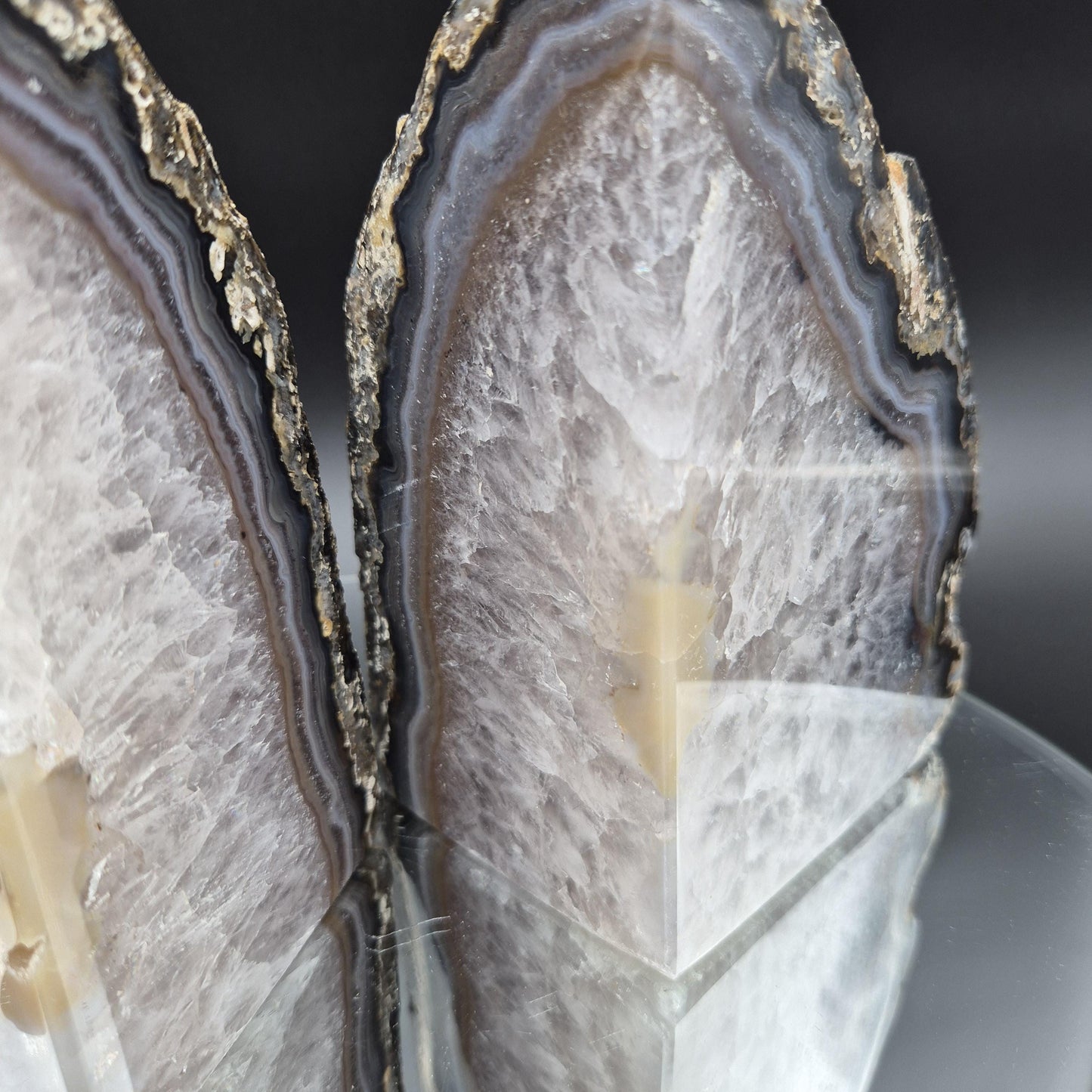 Two in One Blue Banded Agate Bookends with Stalactite Eyes from Brazil 6.46 lbs Crystal Hoarder Crystal Hoarder