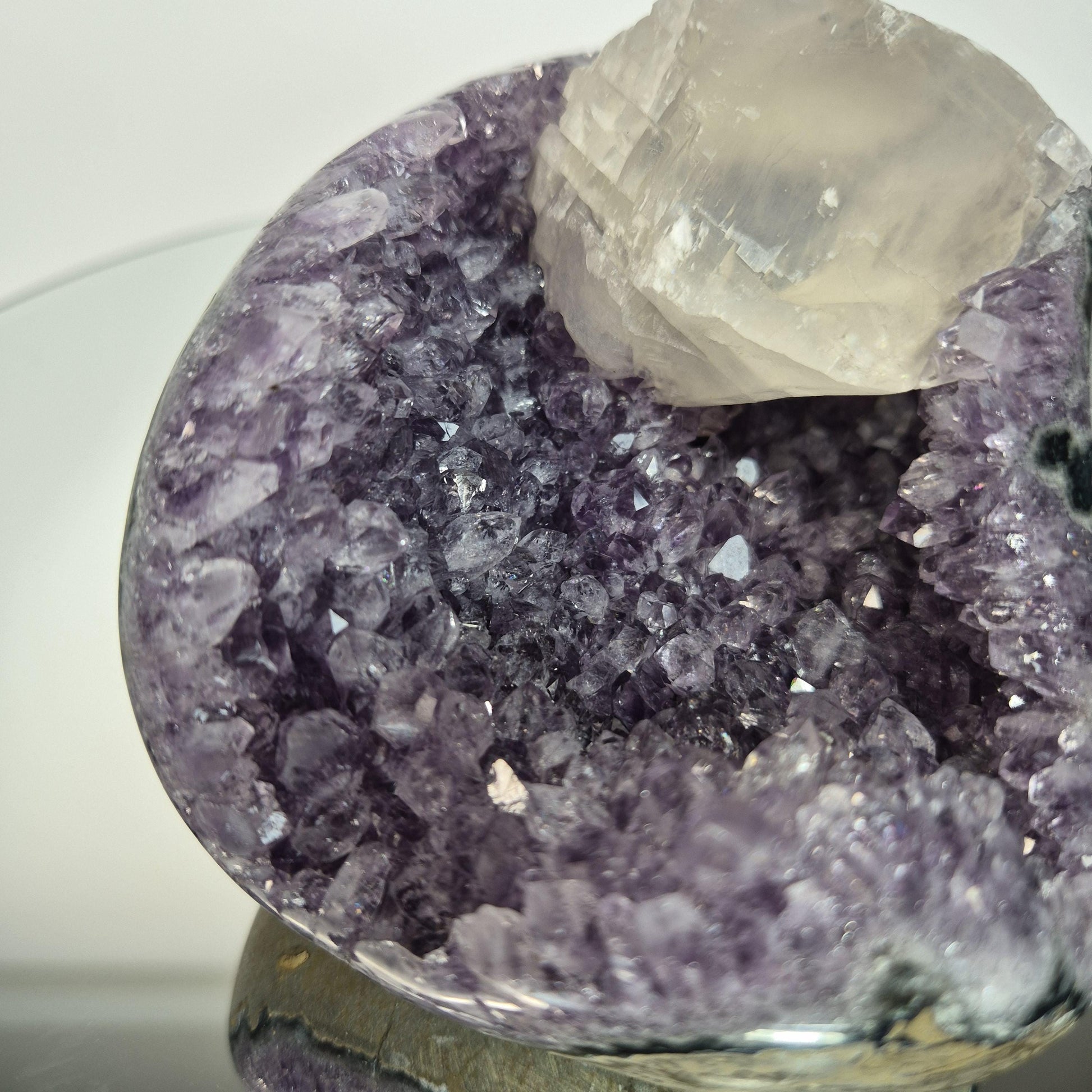 Super Rare Amethyst Boat formation with Calcite Bridge - 3.535 lbs One of a Kind Statement Crystal Specimen Crystal Hoarder
