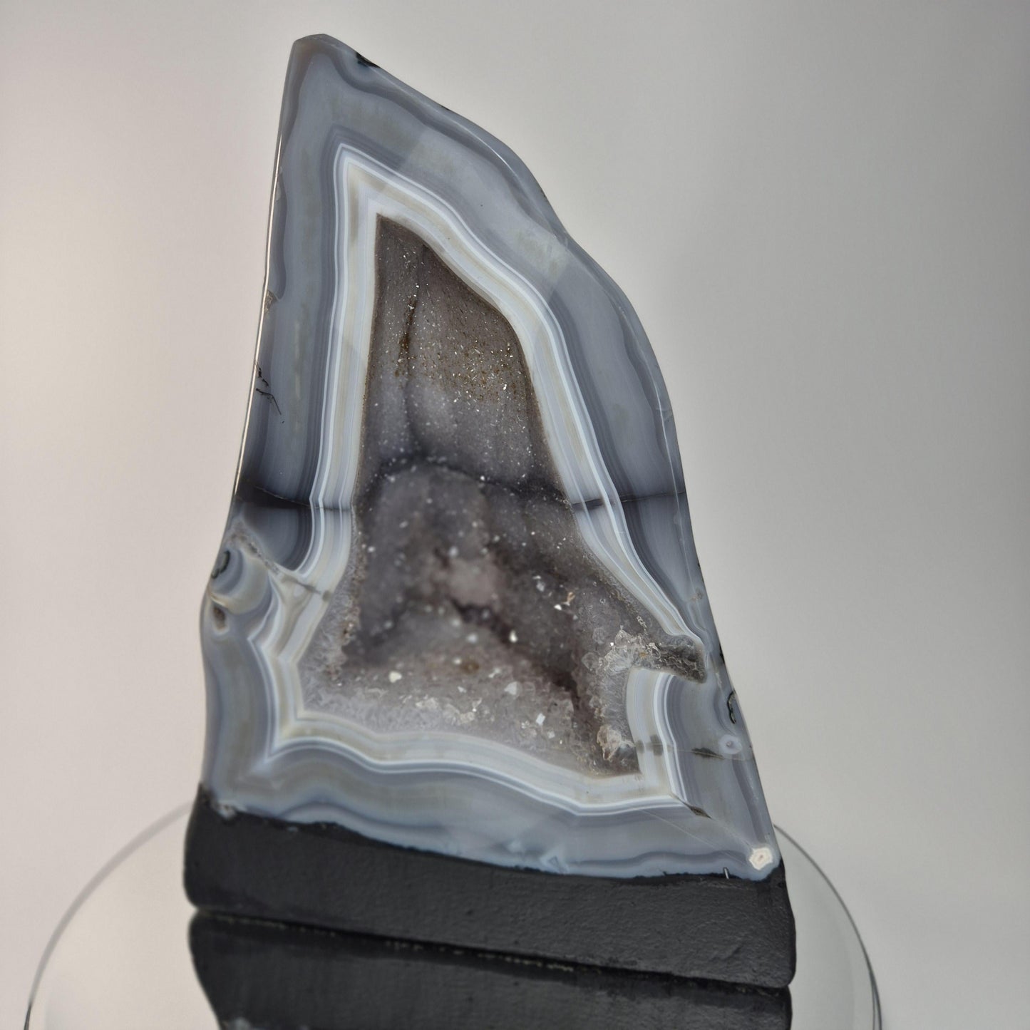 Galaxy Amethyst Druzy Cathedral with Blue Banded Agate Crystal Hoarder