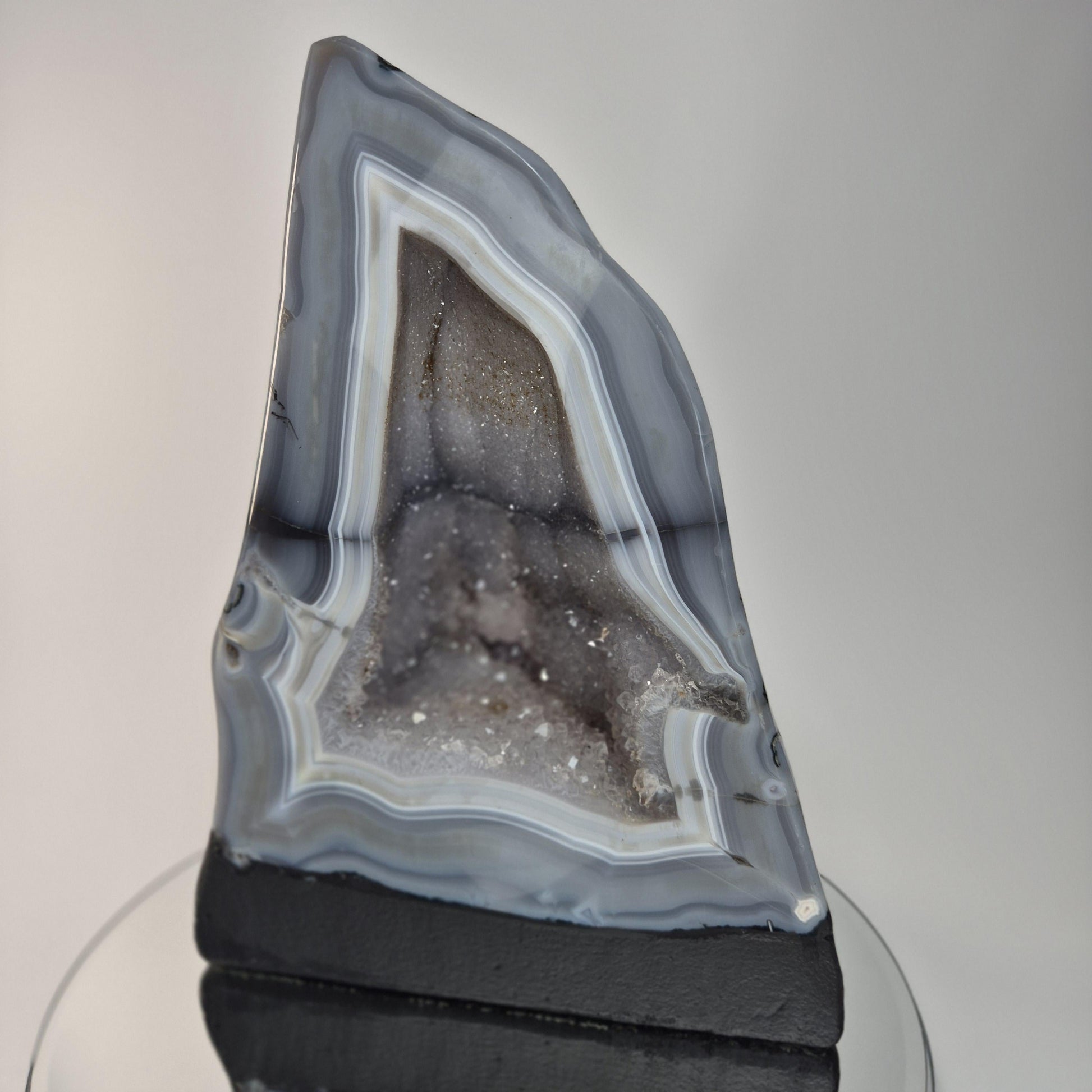 Galaxy Amethyst Druzy Cathedral with Blue Banded Agate Crystal Hoarder