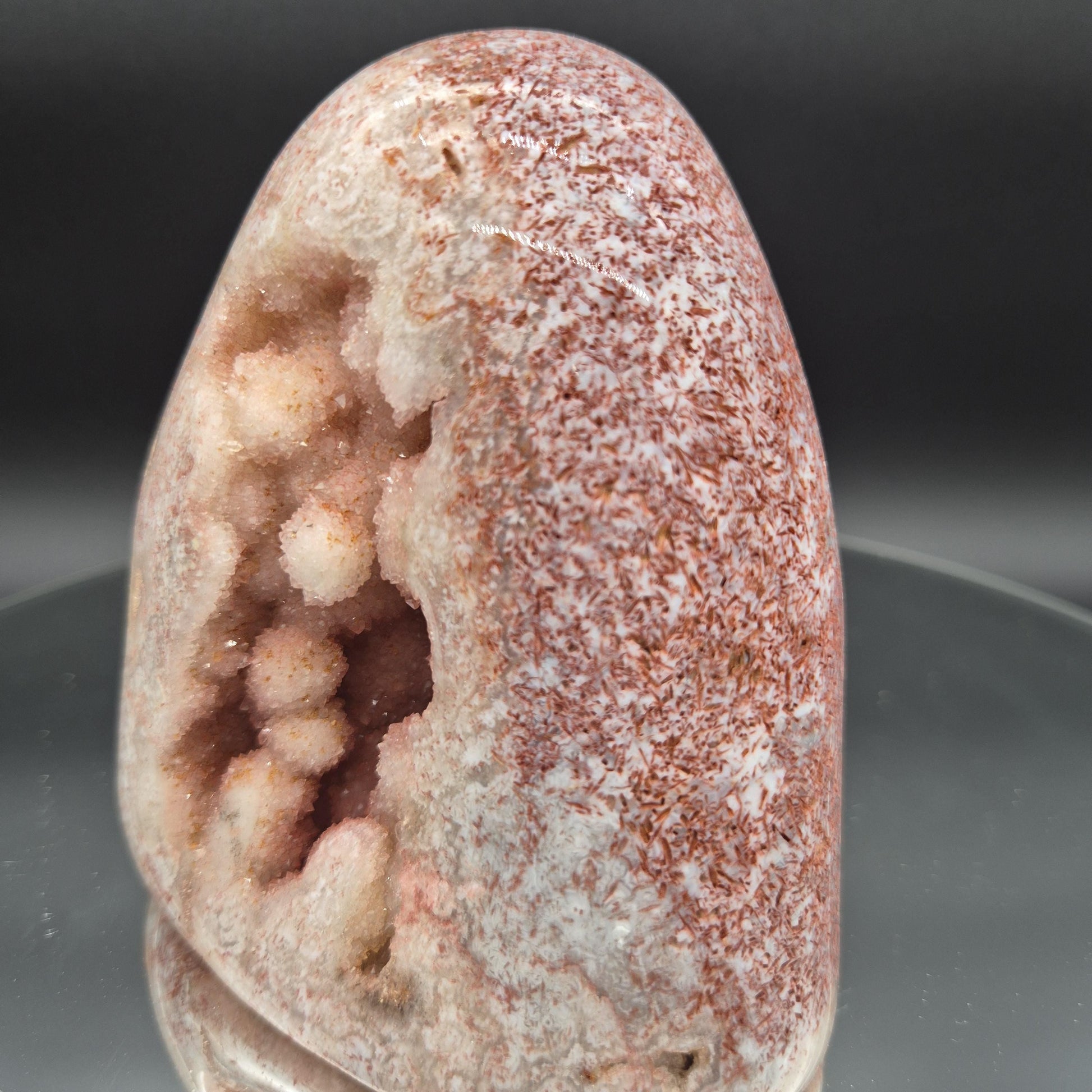 AAA+ Perfect Fully Polished Pink Amethyst Freeform with Rare Bubble Formation - Brazil - 5 x 4in - 3.06 lbs - Collector Display Crystal Hoarder