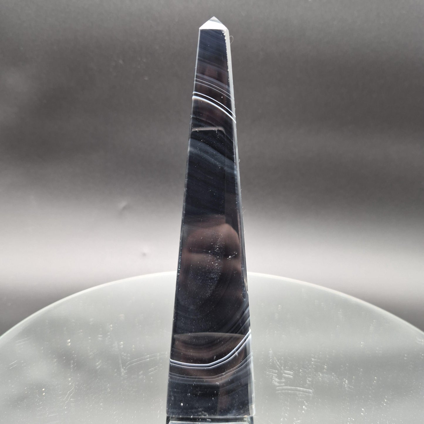 AAA+ Perfect Black & White Agate Obelisk Tower | Brazilian Crystal Point | 7 Inch Tower | 1.0 lb Crystal Hoarder
