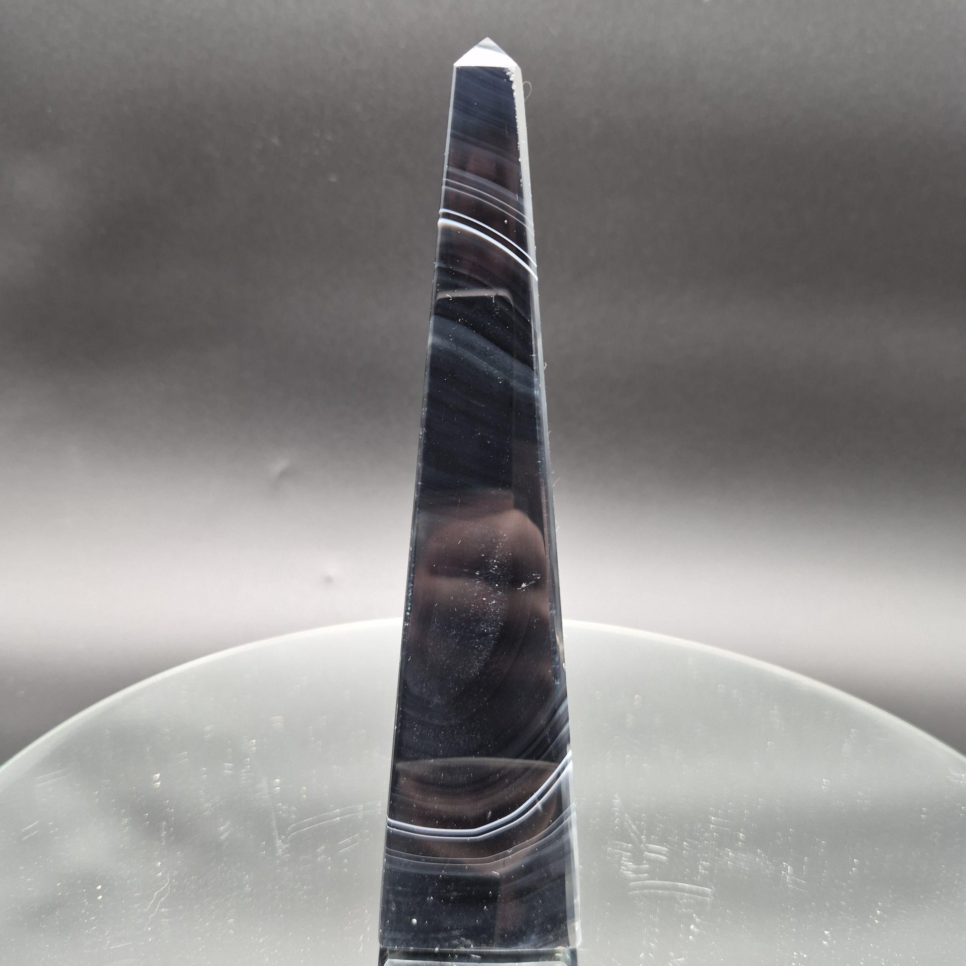 AAA+ Perfect Black & White Agate Obelisk Tower | Brazilian Crystal Point | 7 Inch Tower | 1.0 lb Crystal Hoarder