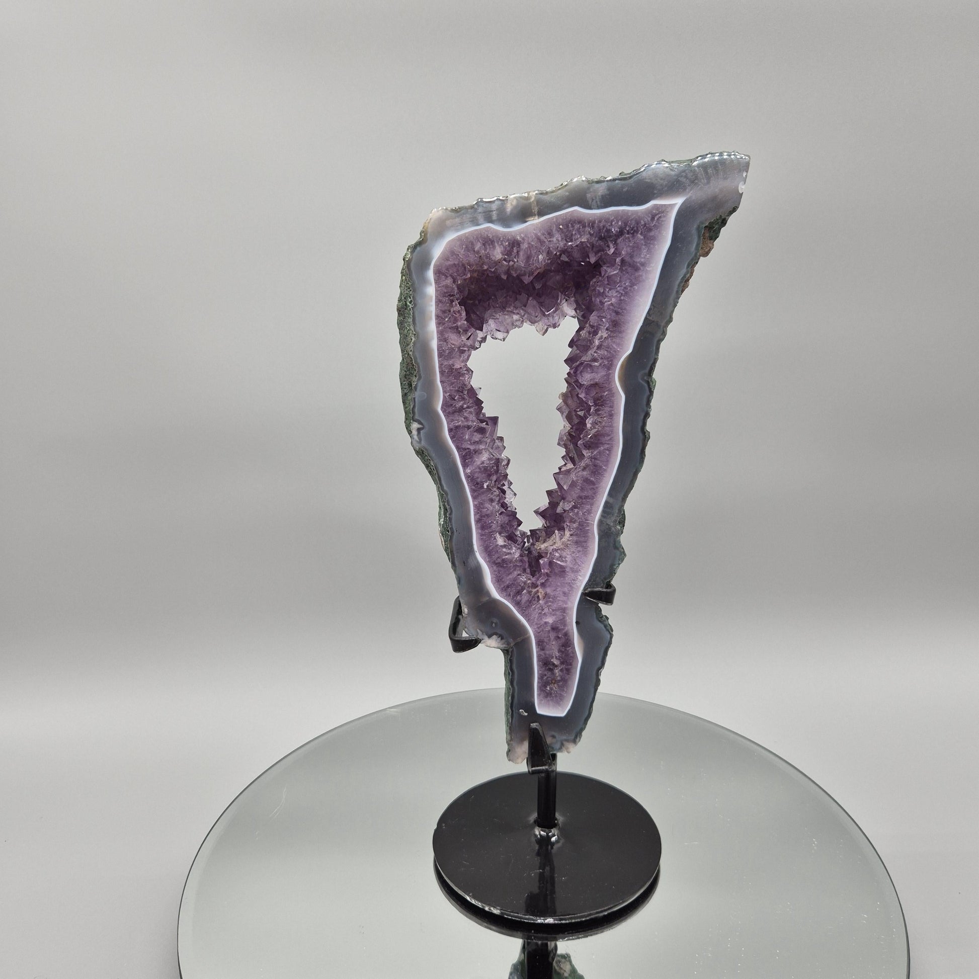 AAA+ Amethyst Portal with Blue Banded Agate | Brazil Amethyst Geode | Natural Crystal Portal Specimen | Collector Display Crystal Hoarder