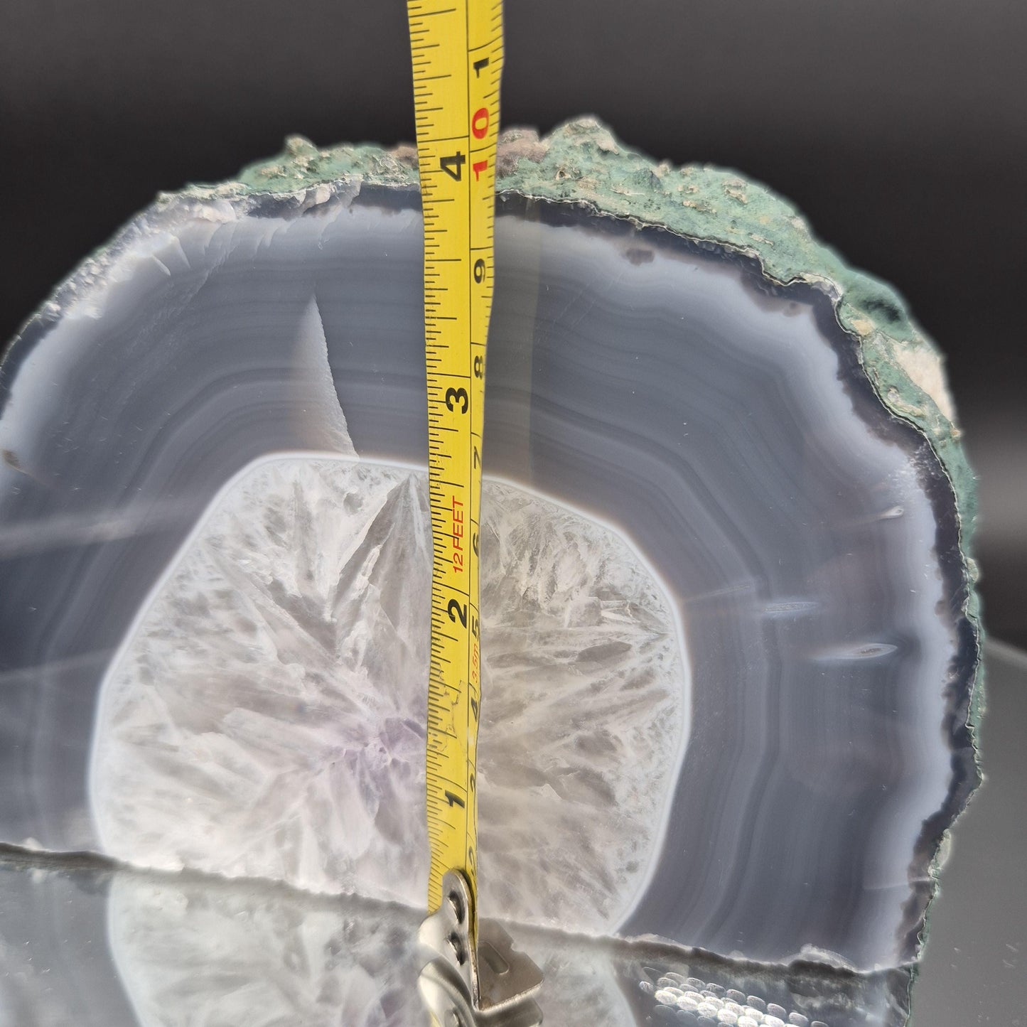 Amethyst with Blue Banded Agate Slab Brazil 2.56 lbs 6x4x1.5 Crystal Display Crystal Hoarder