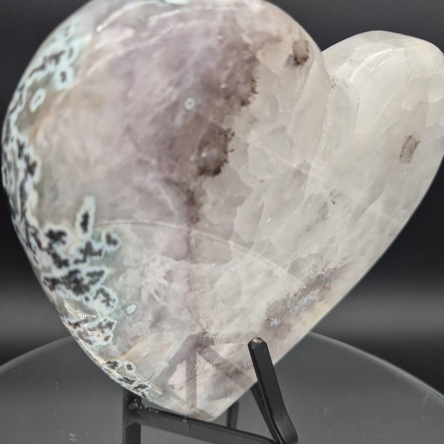 AAA+ Rare Amethyst Quartz Jasper Heart with Hematite Rutile 8x7.5x1 4.86 lbs Brazil Crystal Hoarder