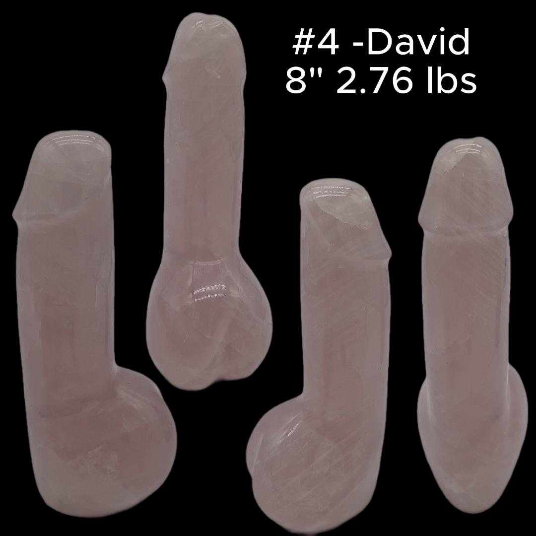 Rose Quartz Penis Sculptures - “The D Collection” - Carved Crystal Art, 6 Unique Sizes, Optional LED Display Stand Crystal Hoarder