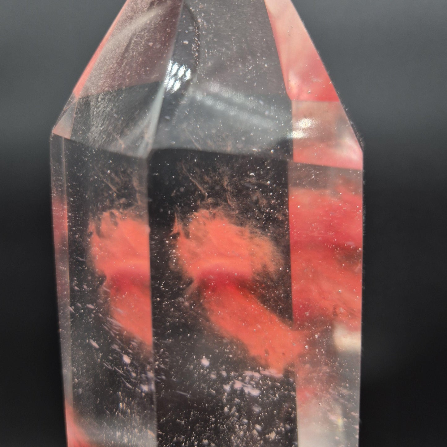 Rare Smelting Quartz Tower with Red Cloud Inclusions - Clear Quartz Crystal Tower - Natural Formation Specimen - 6.52 lbs | 13.5in Tall Crystal Hoarder