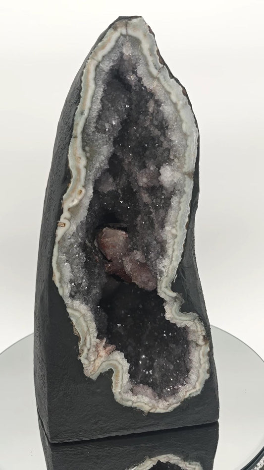 Very Rare Deep Druzy Amethyst with Calcite and Red and Black Hematite - Brazilian Mineral Specimen - 24.8 lbs Crystal Hoarder