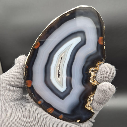 AAA Translucent Agate Slices with Druzy - Set of 3 | 5in x 3in Natural Crystal Decor | 0.73 lbs Crystal Hoarder