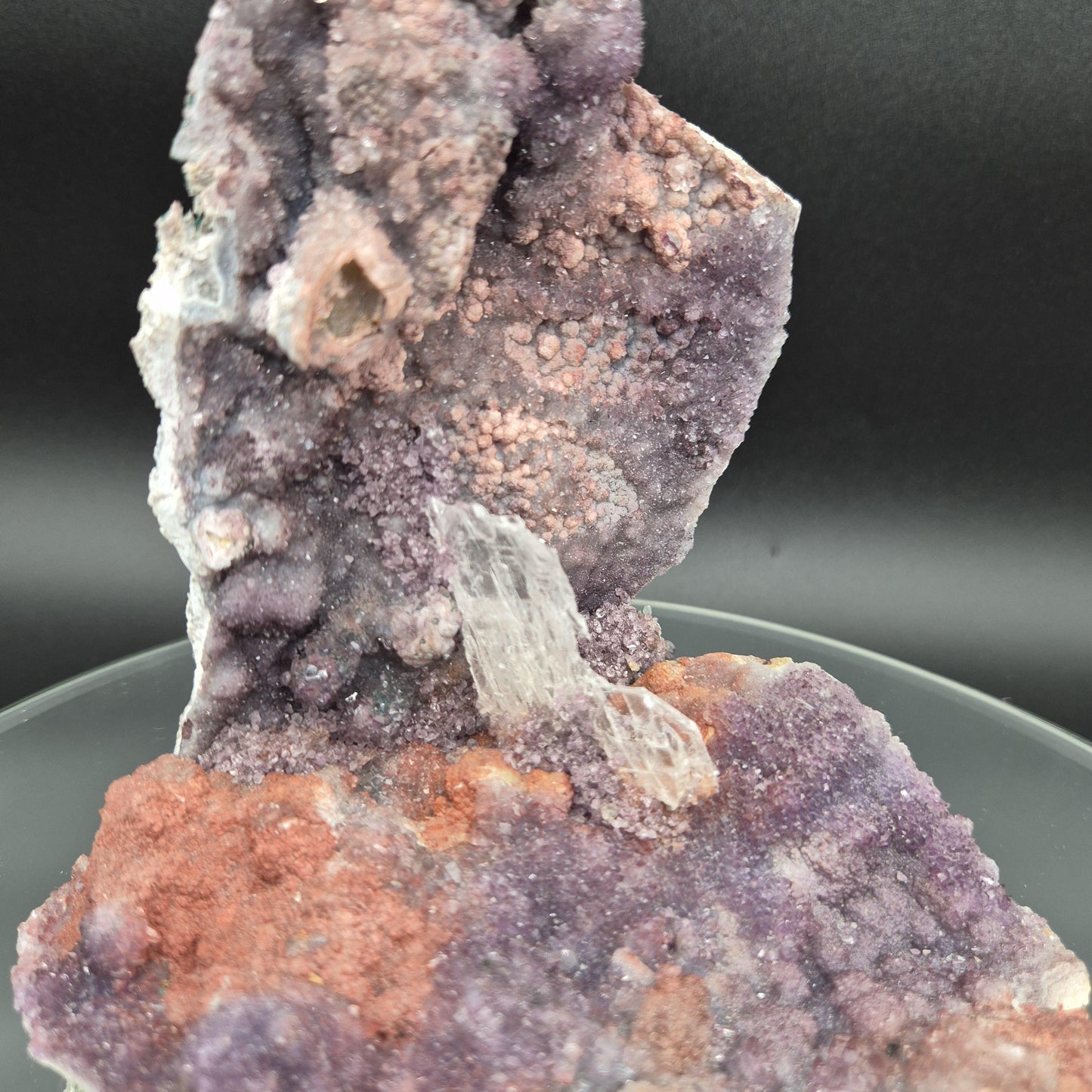 Zeolite Amethyst with Selenite Gypsum Brazil Crystal Sculpture 1.94 lb 7x6x4 Natural Mineral Specimen Crystal Hoarder