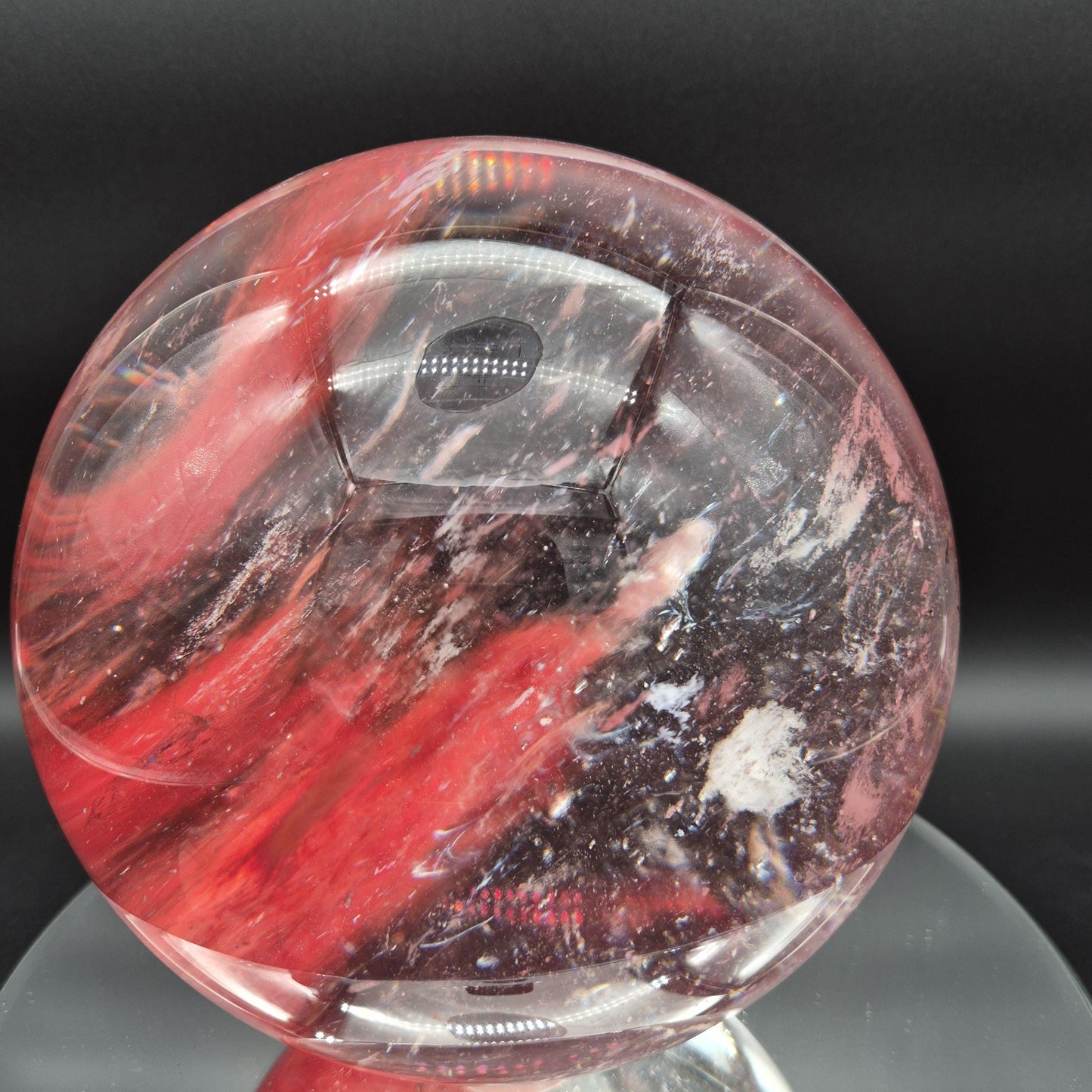 Huge AAA+ Red Smelt Quartz Sphere - 22.1 lbs - 7" (178mm) - Man Made Polished Crystal Ball - Optional Light Base - Statement Display